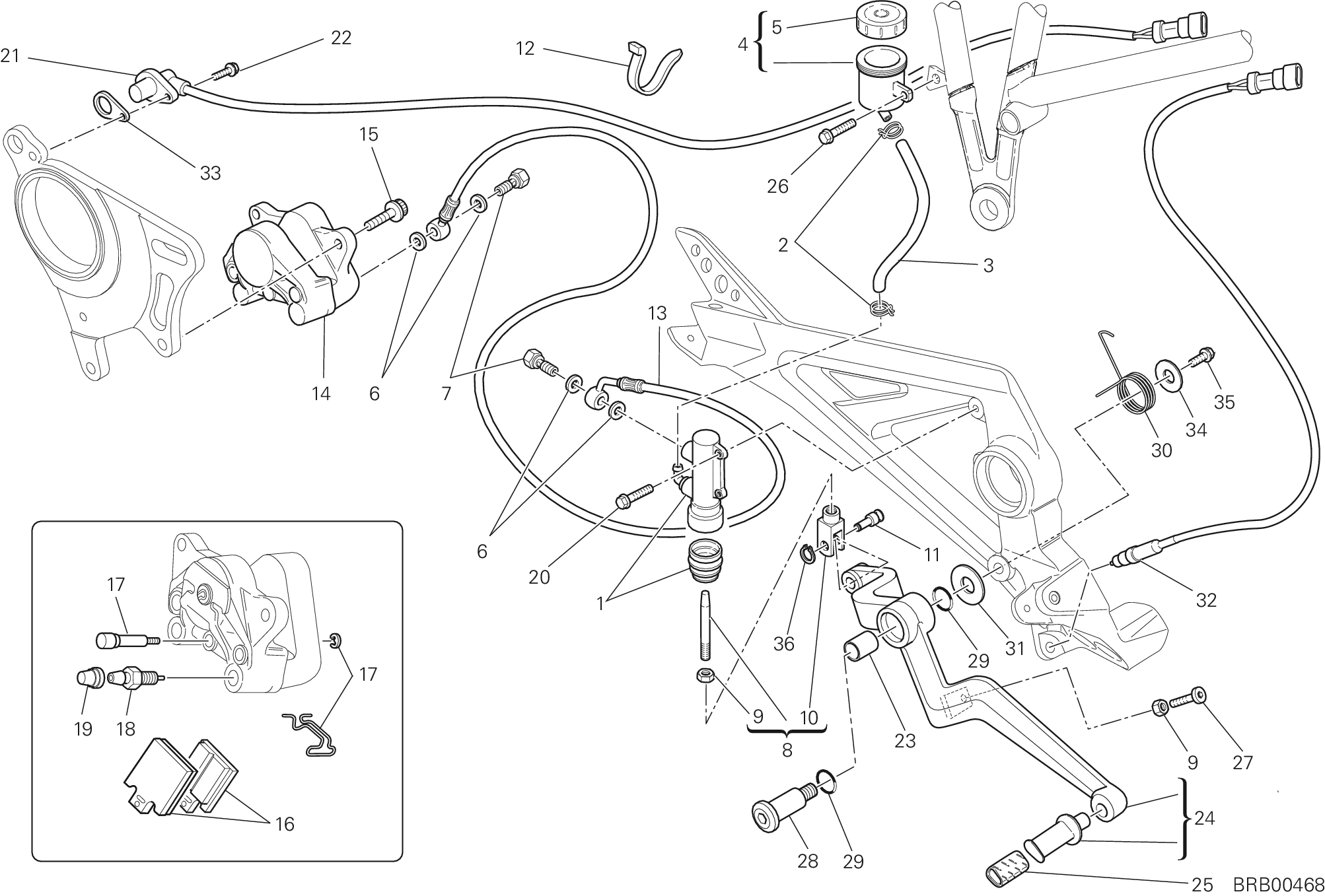 029 SYSTEME DE FREIN ARRIERE POUR MULTISTRADA 1100 2009