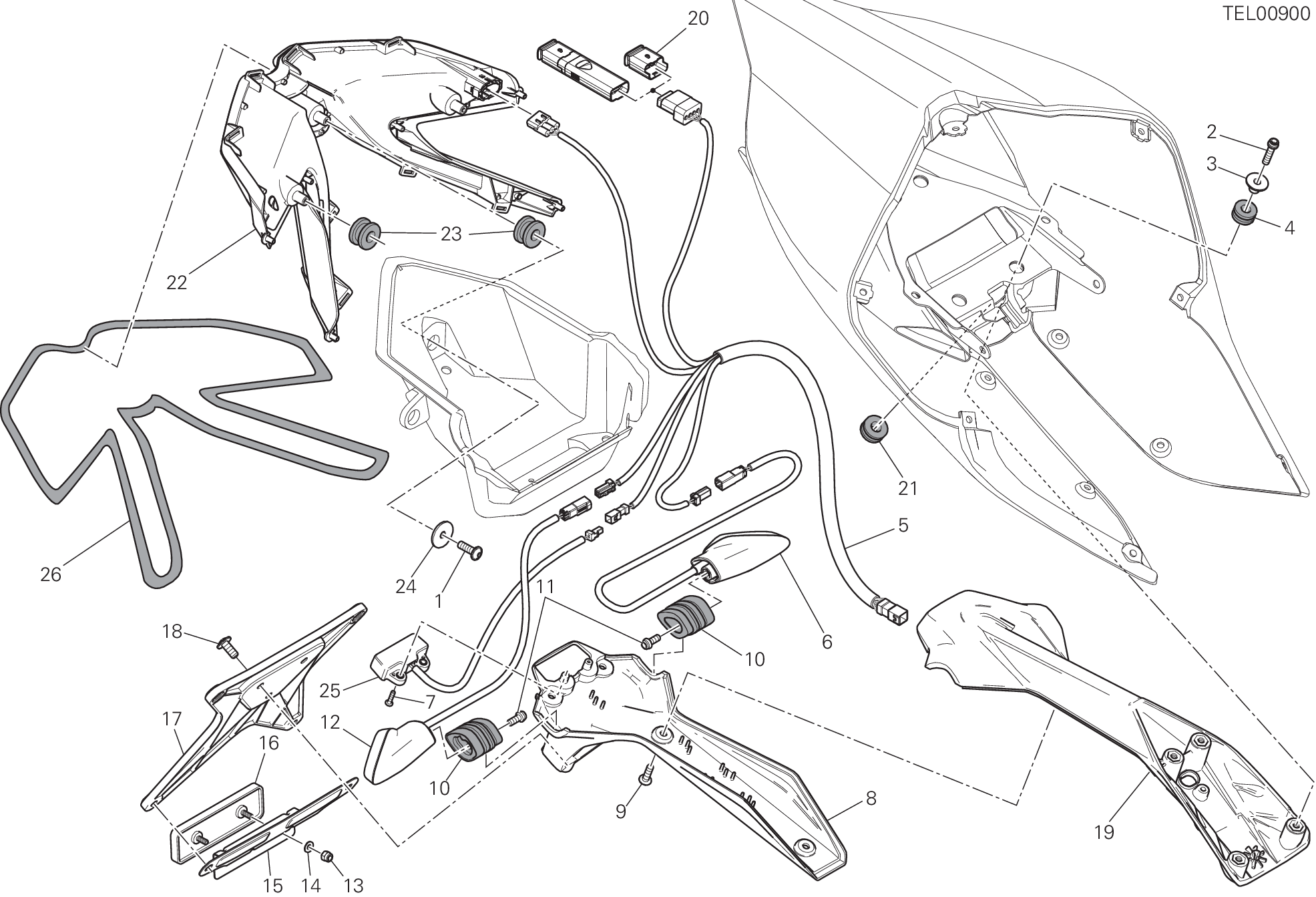 27A SUPPORT PLAQUE IMMATRICUL FEU ARRIERE POUR SUPERBIKE 1199 PANIGALE SUPERLEGGERA 2014