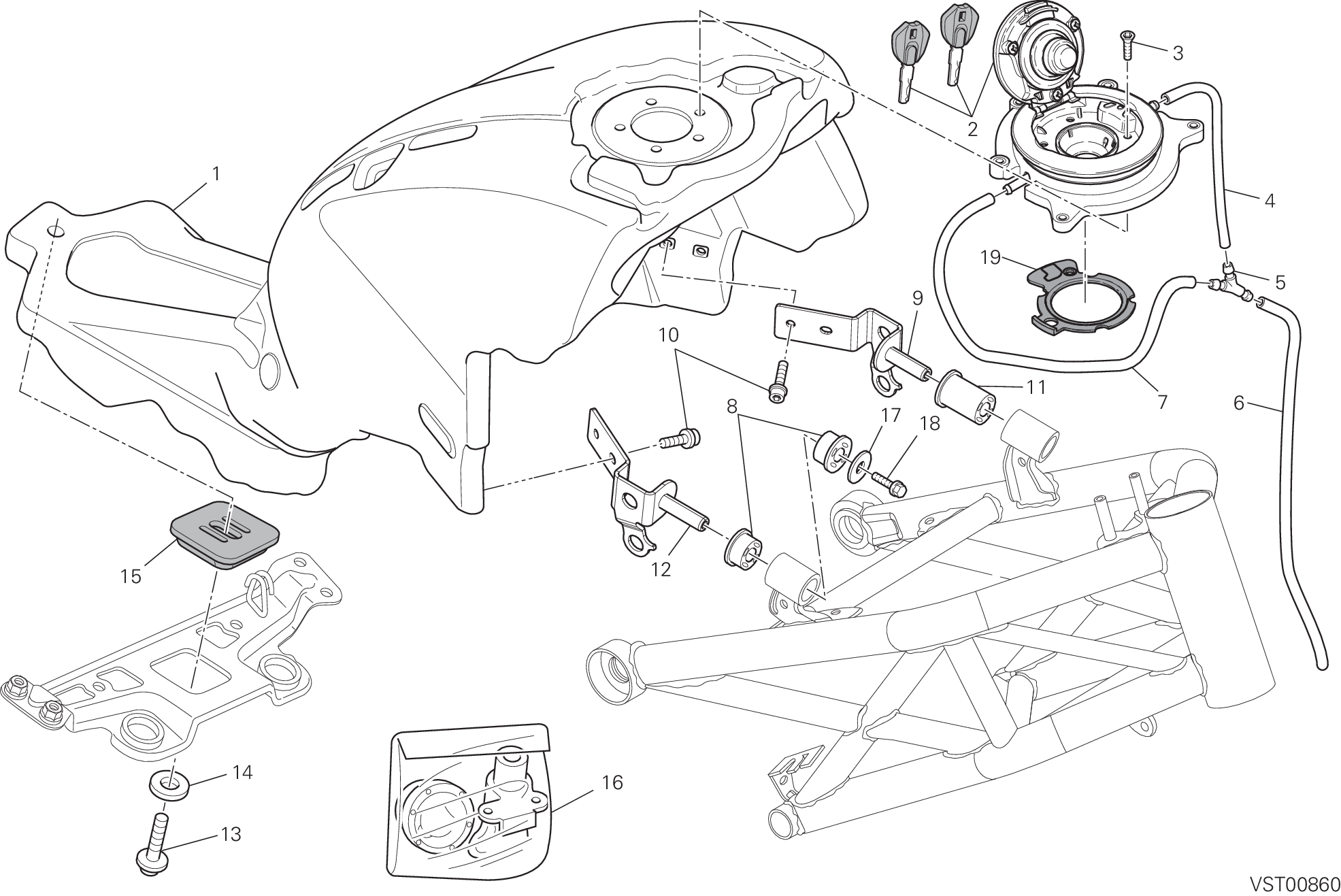 035 RESERVOIR CARBURANT POUR MONSTER 696 ABS 2010