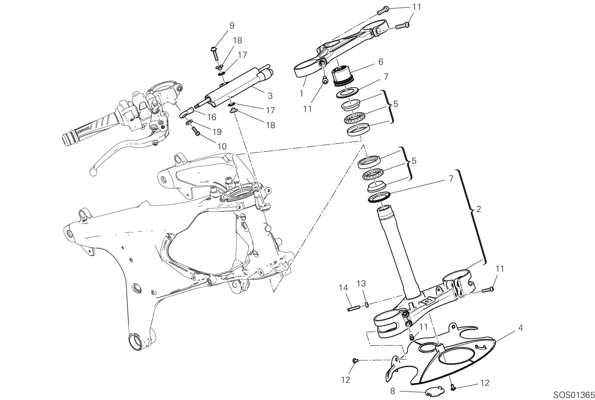 18A ENSEMBLE DIRECTION POUR SUPERBIKE PANIGALE V4 TRICOLORE 2025