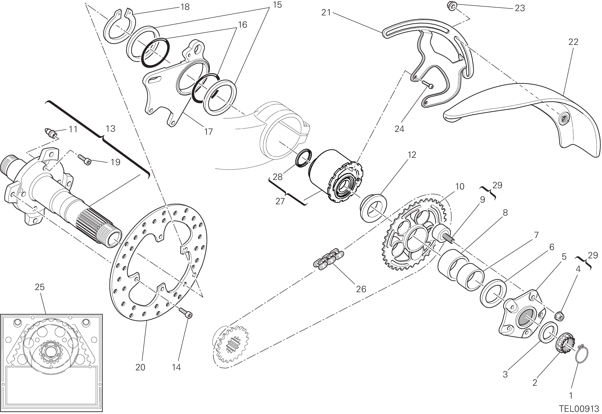 025 MOYEU ROUE ARRIERE POUR MULTISTRADA 1100 2008