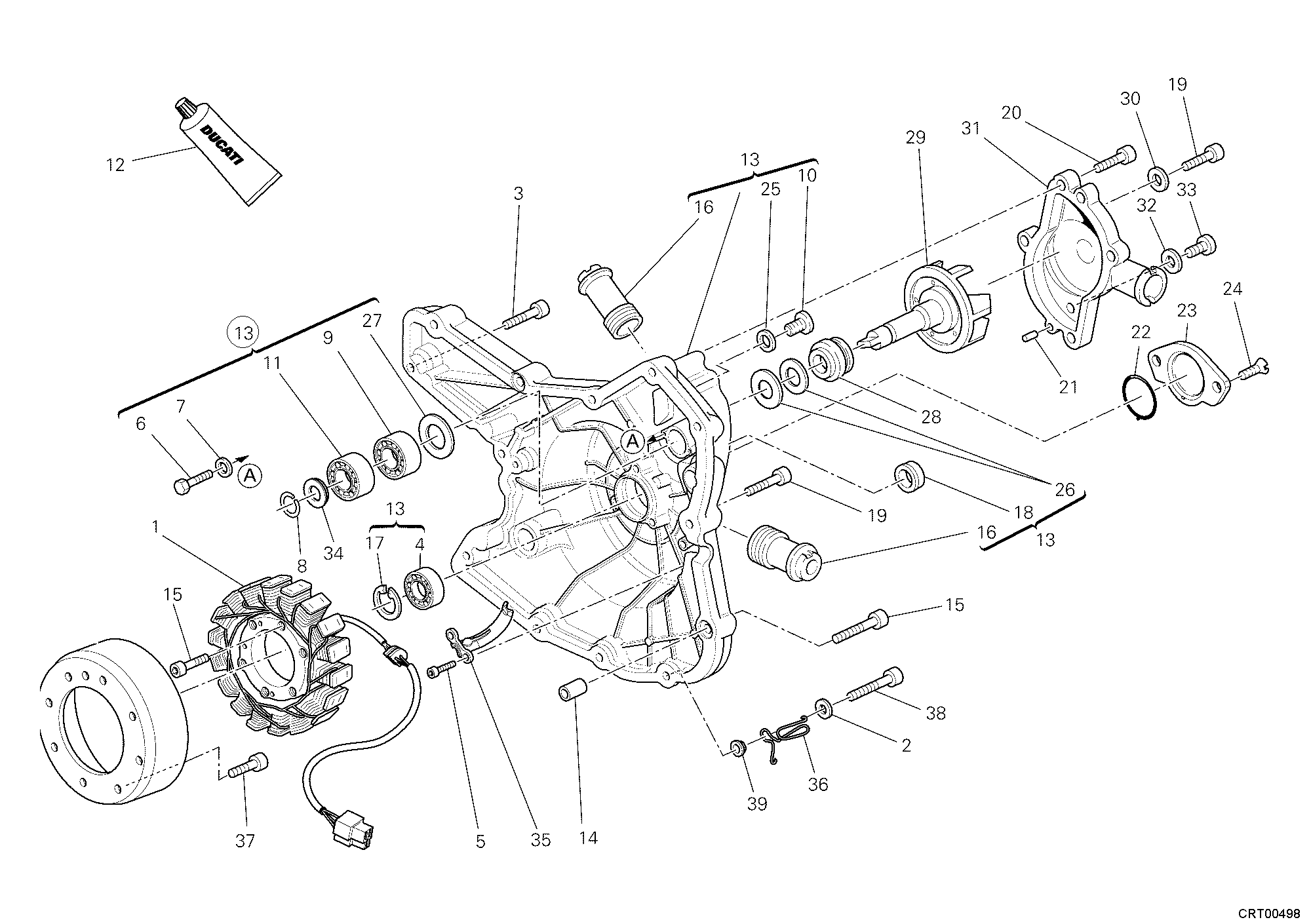 011 COUVERCLE GENERATEUR POMPE EAU POUR SUPERBIKE 1198 2010