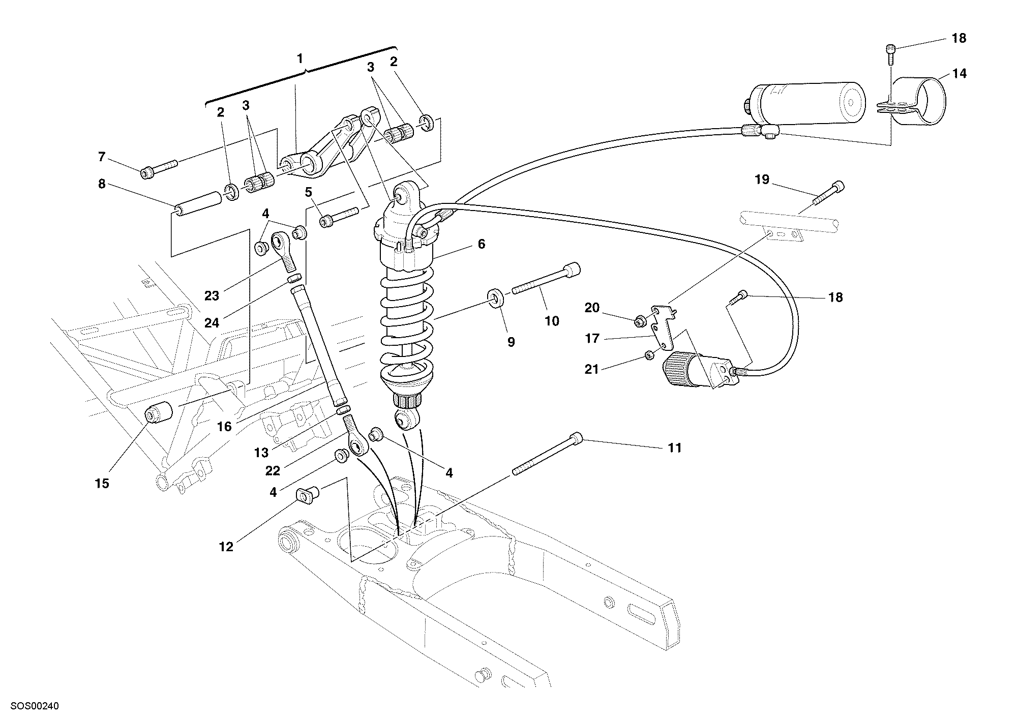035 AMORTISSEUR ARRIERE POUR SPORT TOURING ST3 S ABS 2006