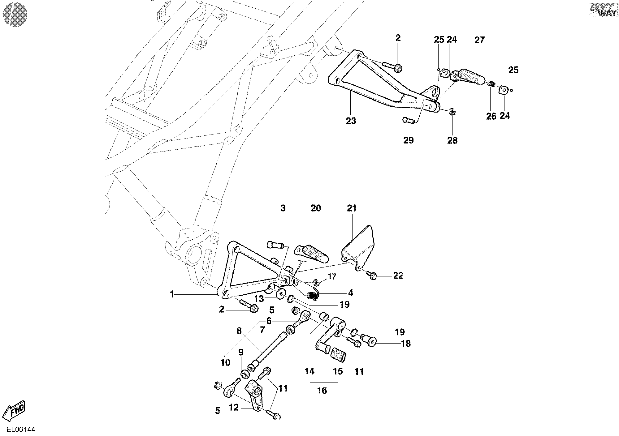 020 REPOSE PIED GAUCHE POUR SUPERSPORT 800 SS 2003