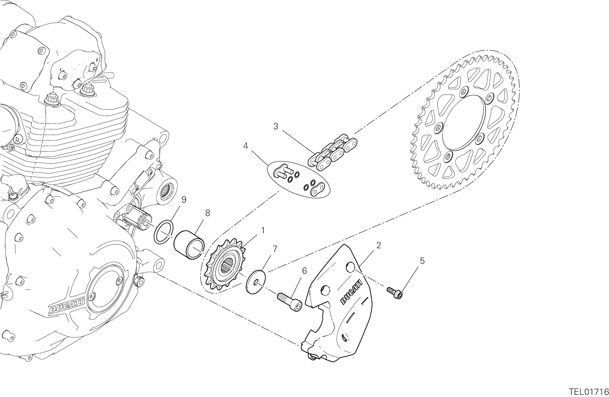 17A PIGNON  CHAINE POUR SCRAMBLER FULL THROTTLE 2G 2023