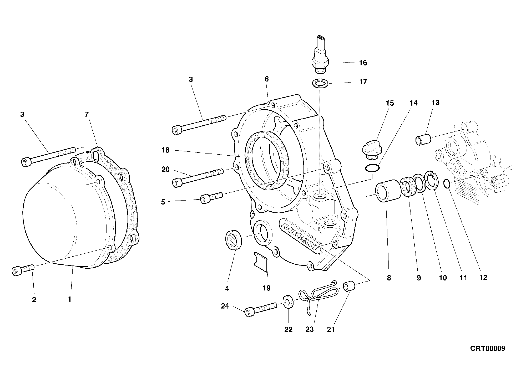005 COUVERCLE EMBRAYAGE POUR SPORT TOURING ST2 2000
