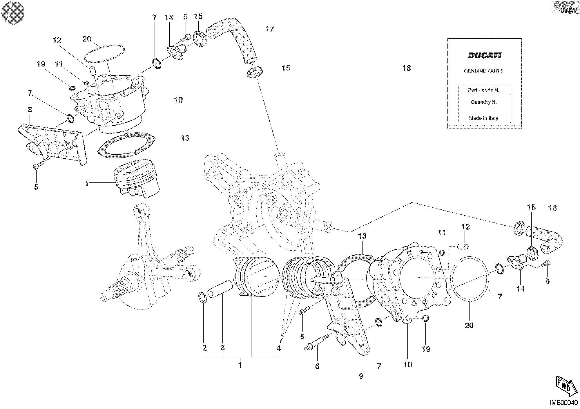 007 CYLINDRE PISTON POUR SUPERBIKE 998 R 2002
