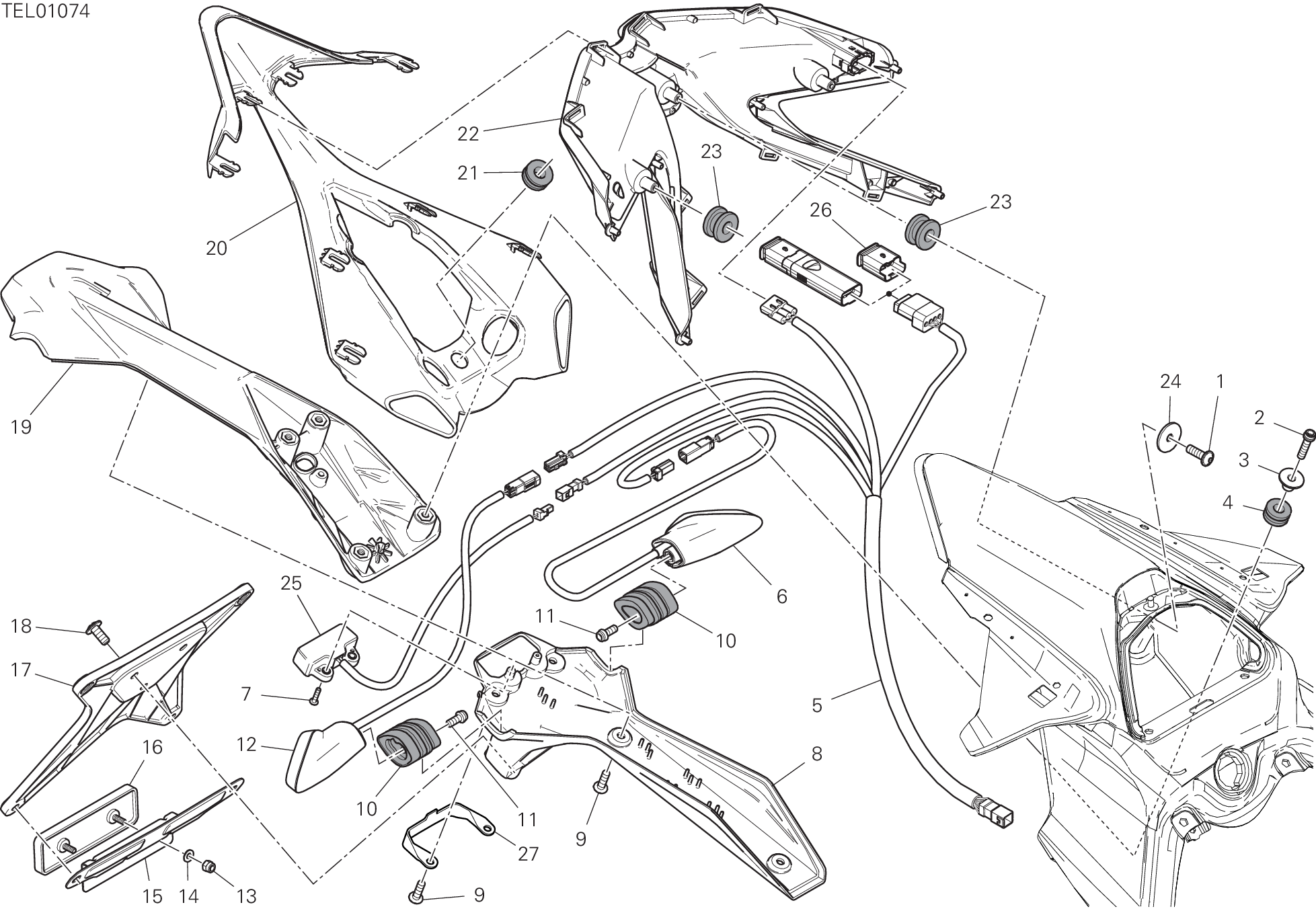 27A SUPPORT PLAQUE IMMATRICUL FEU ARRIERE POUR SUPERBIKE 1299 SUPERLEGGERA 2017