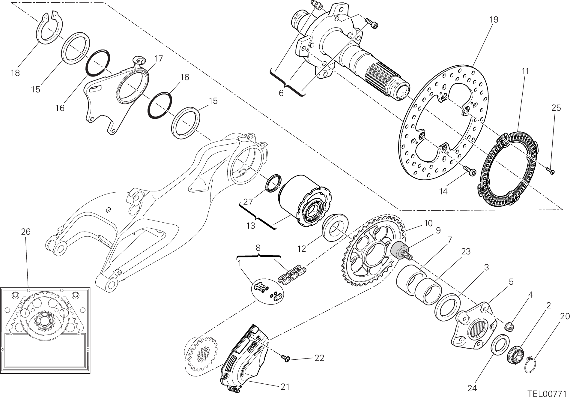 26A MOYEU ROUE ARRIERE POUR HYPERMOTARD 2014