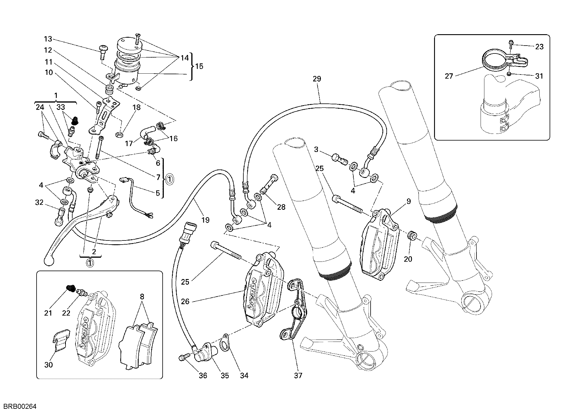 024 SYSTEME DE FREIN AVANT POUR SUPERBIKE 1198 S 2009