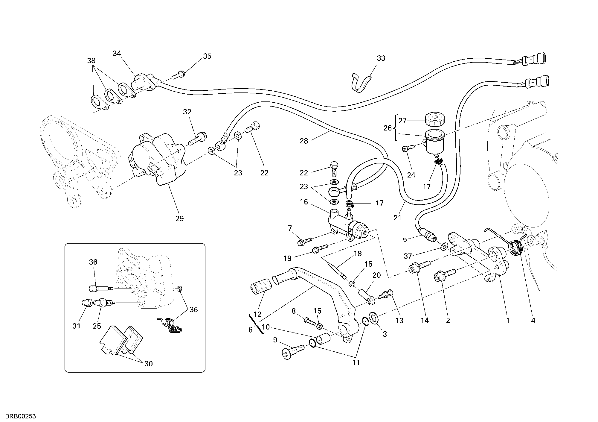 025 SYSTEME DE FREIN ARRIERE POUR SUPERBIKE 1198 2009