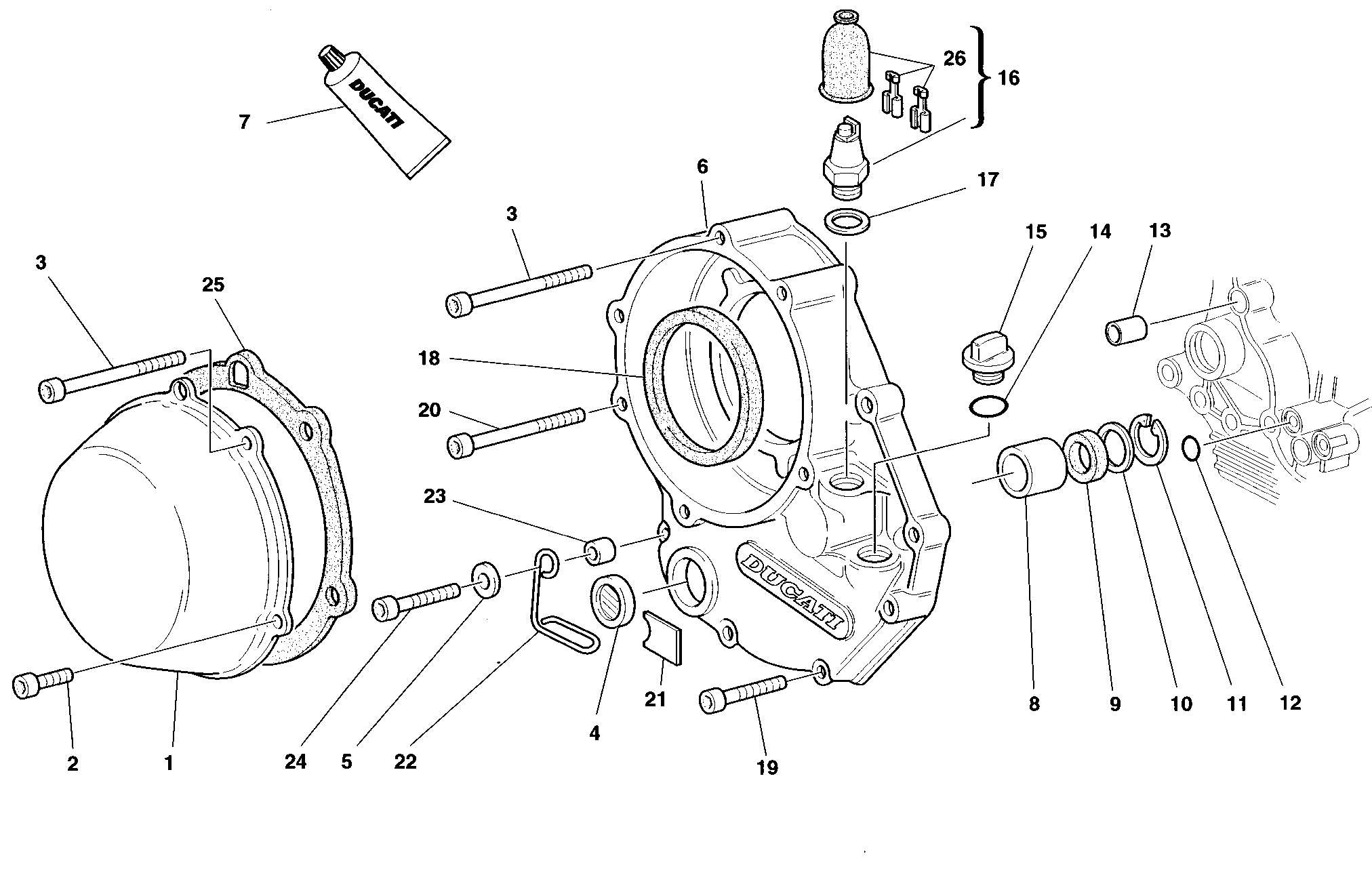 005 COUVERCLE EMBRAYAGE POUR SUPERBIKE 748 1998