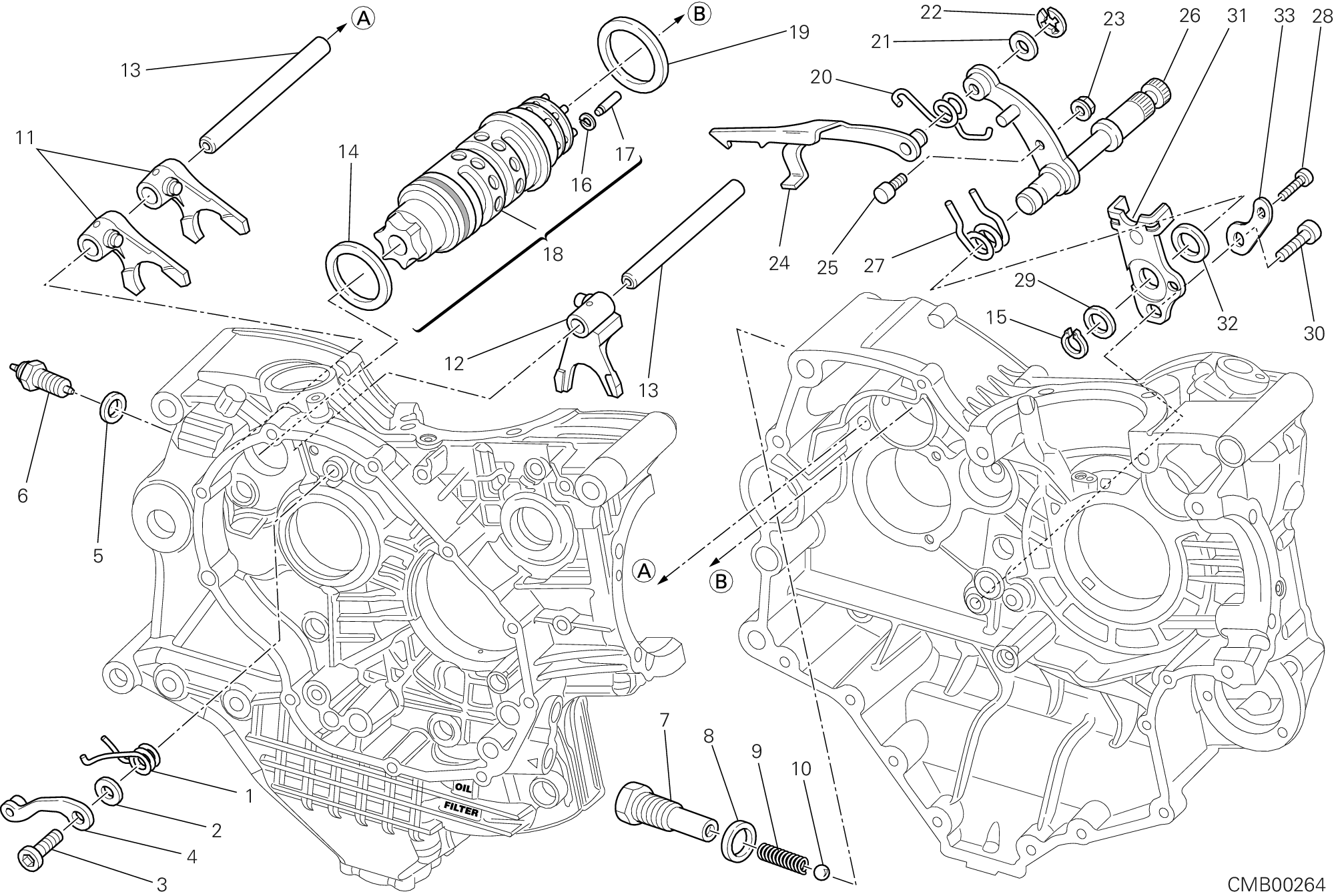 002 TAMBOUR CHANGEMENT VITESSE FOURCHETTE POUR SUPERBIKE 1198 R 2010