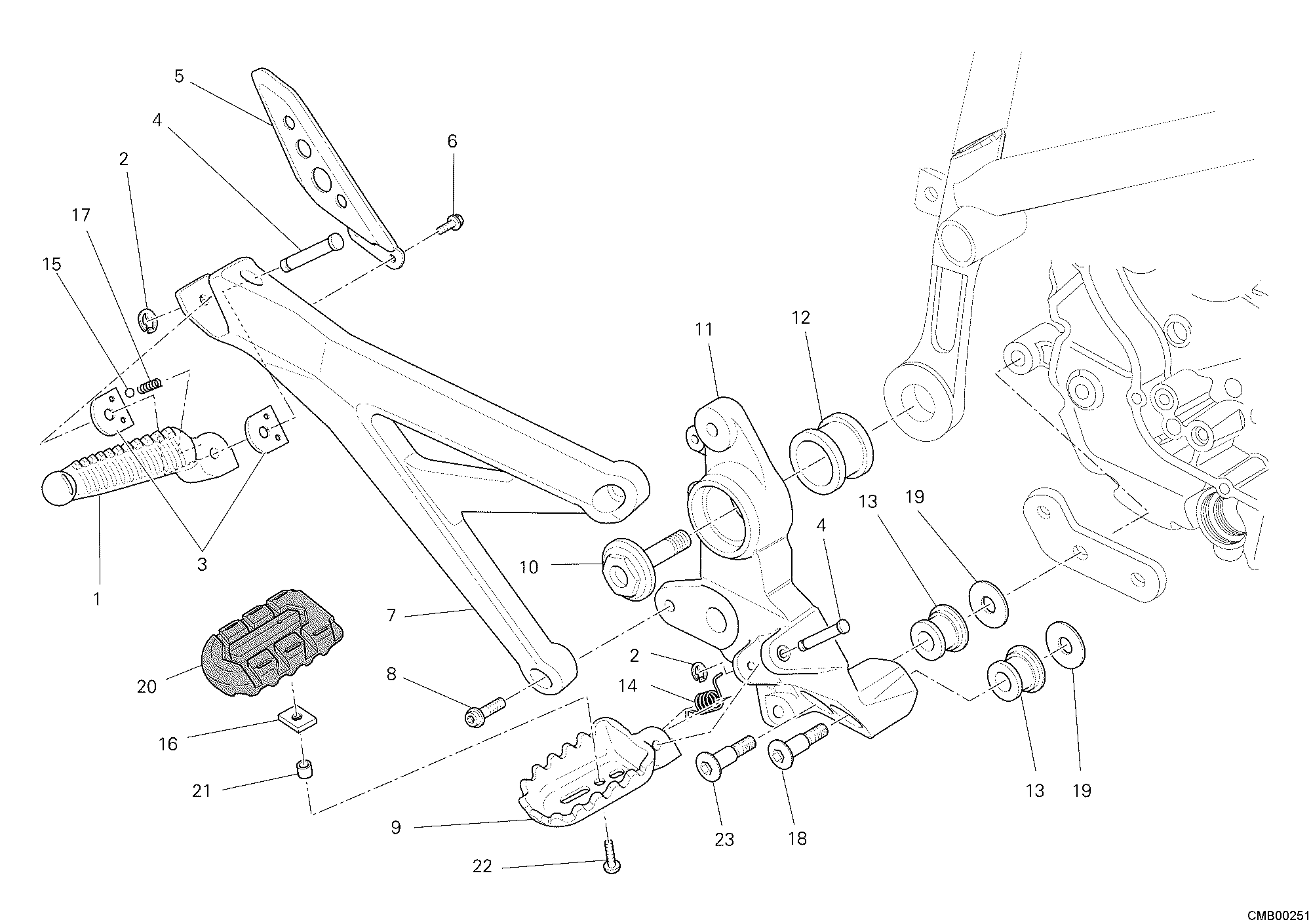 031 REPOSE PIEDS DROIT POUR HYPERMOTARD 1100 EVO 2010