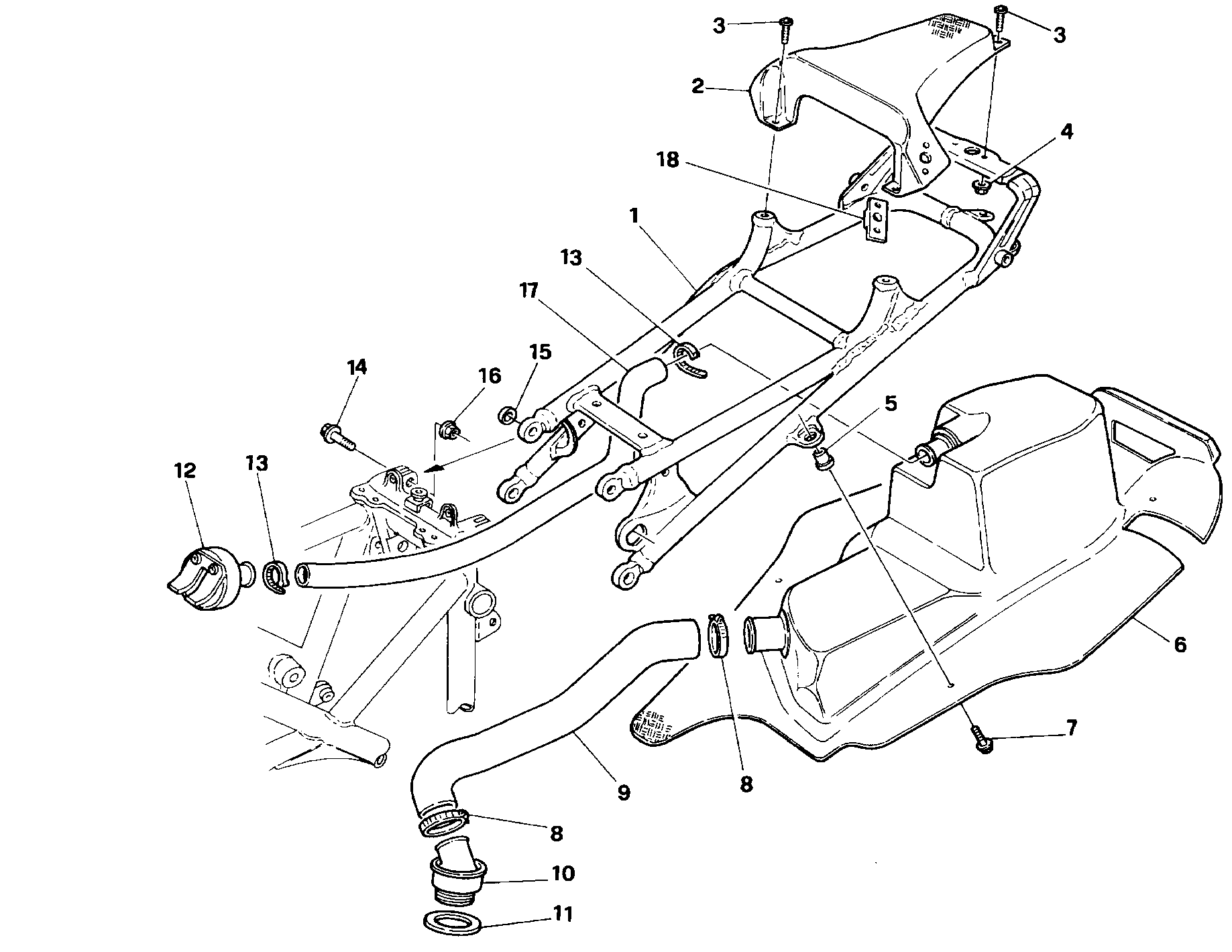 029 CADRE ARRIERE POUR SUPERBIKE 916 R 1998