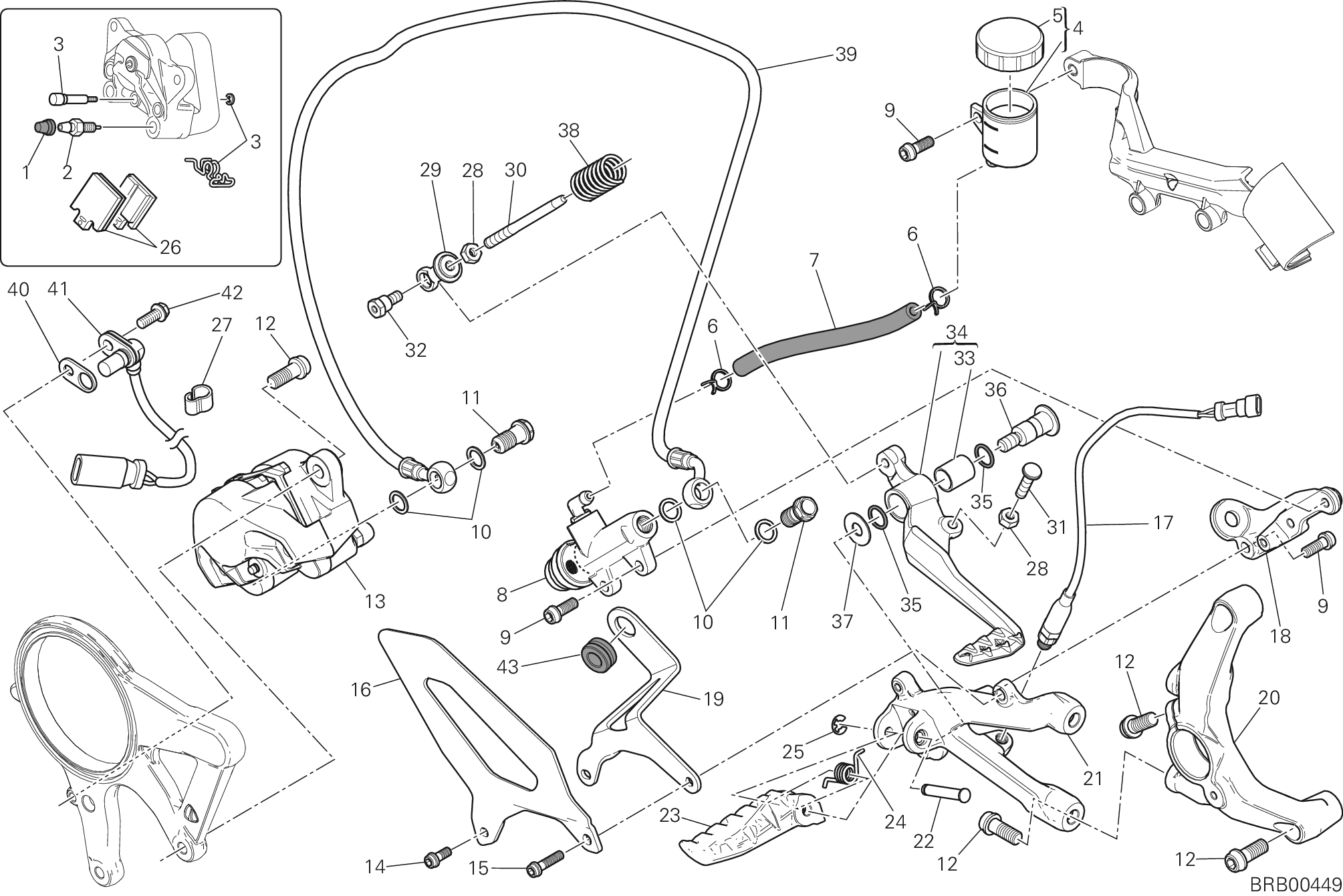 025 SYSTEME DE FREIN ARRIERE POUR SUPERBIKE 1199 PANIGALE 2013
