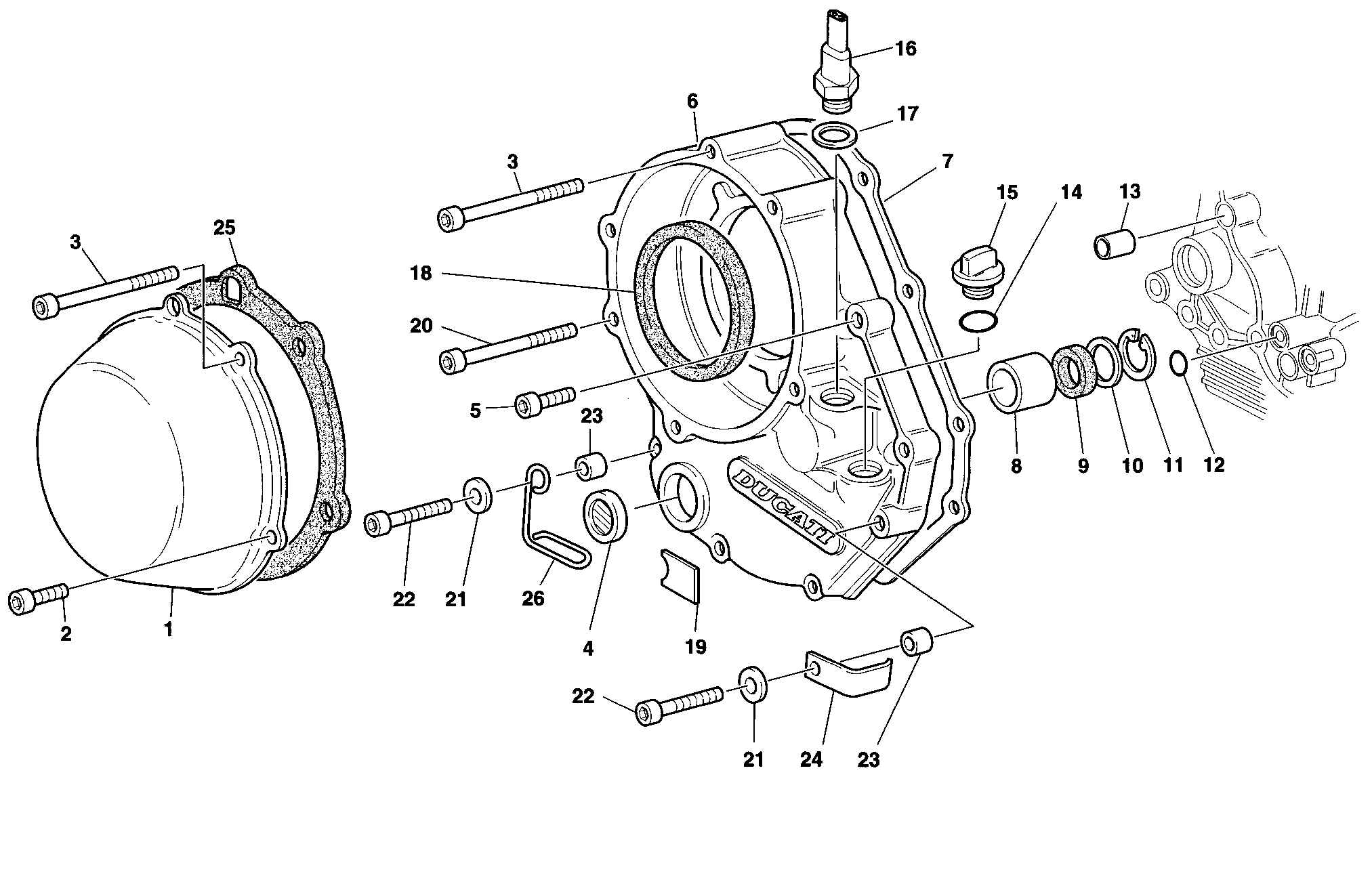 005 COUVERCLE EMBRAYAGE POUR SUPERSPORT 900 SS 1998