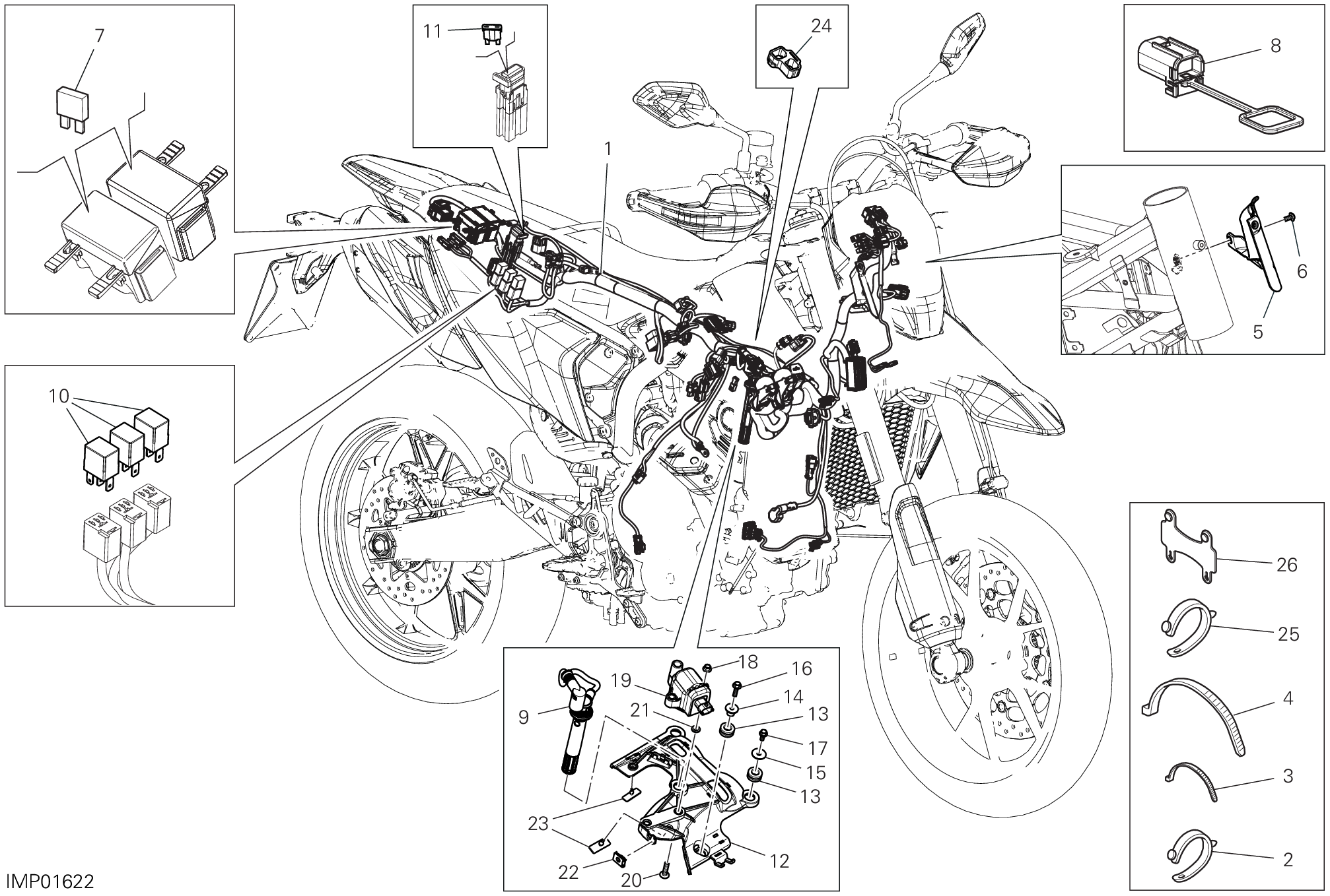12A CIRCUIT ELECTRIQUE VEHICULE POUR HYPERMOTARD 698 MONO 2024