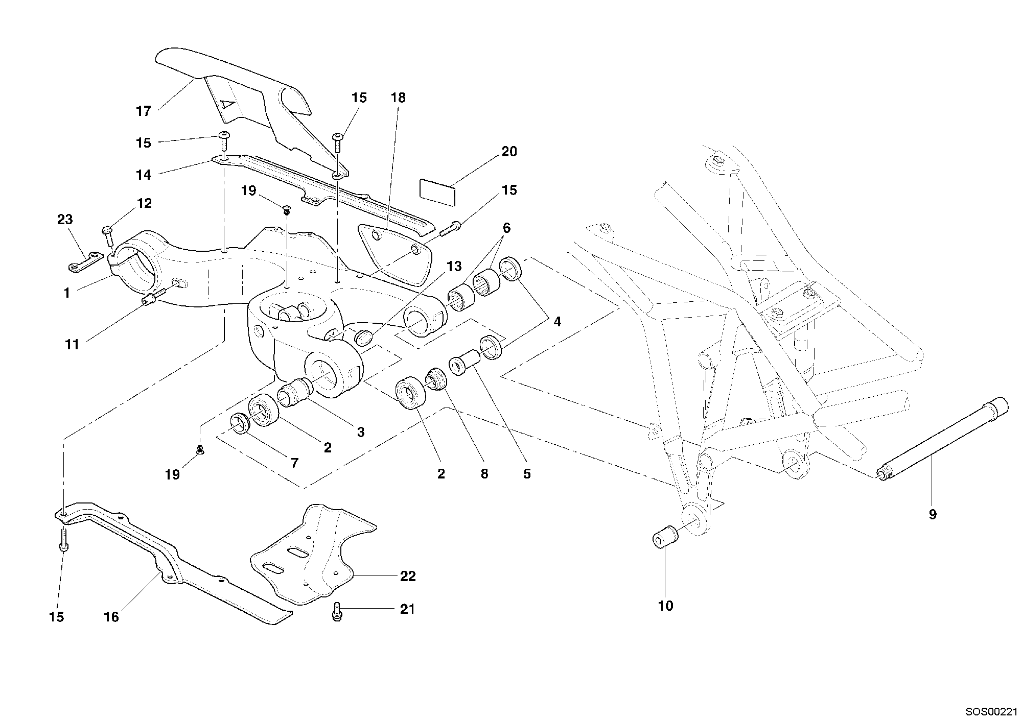 032 BRAS OSCILLANT POUR MULTISTRADA 1000 S 2005