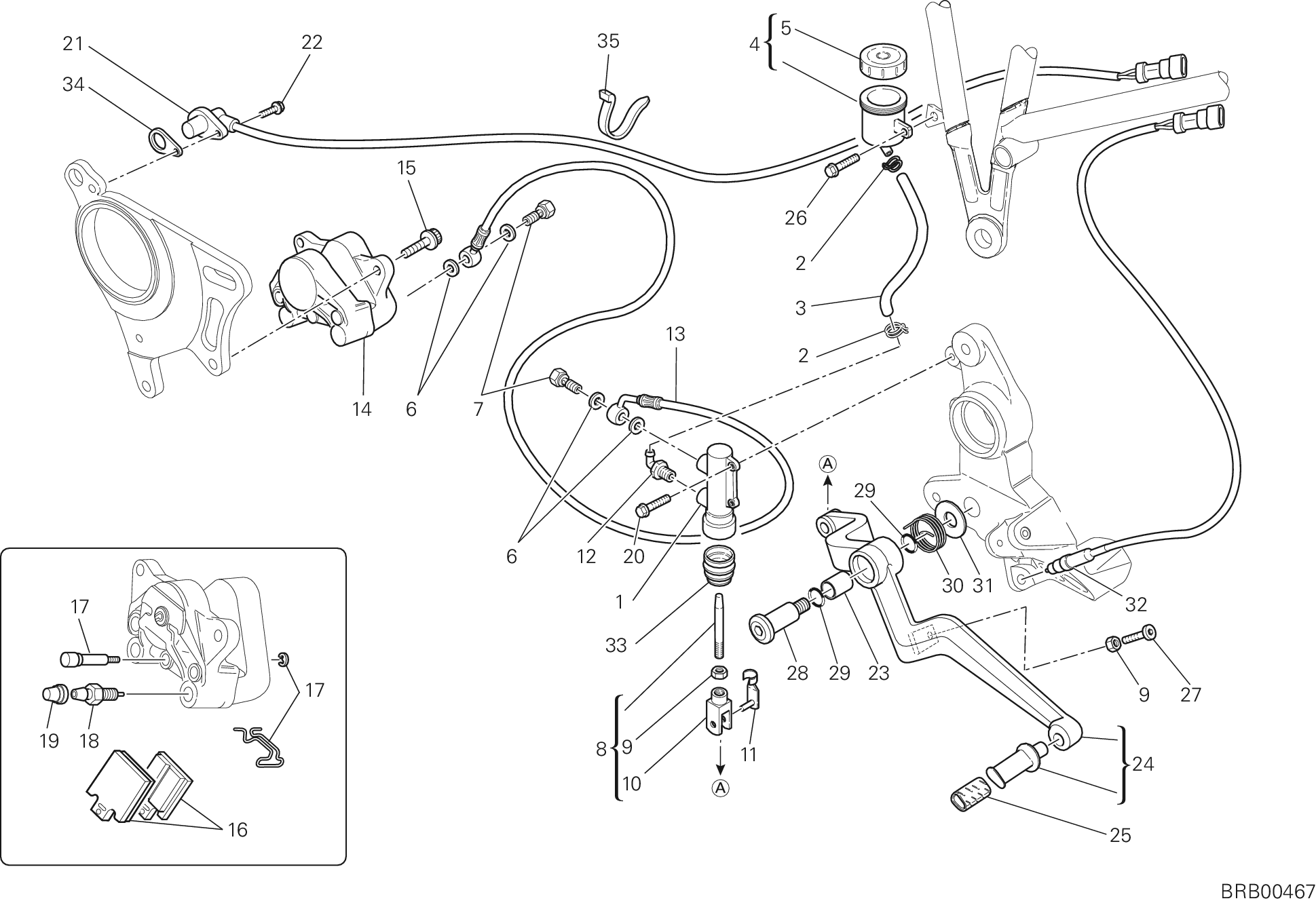 029 SYSTEME DE FREIN ARRIERE POUR MULTISTRADA 1100 2007