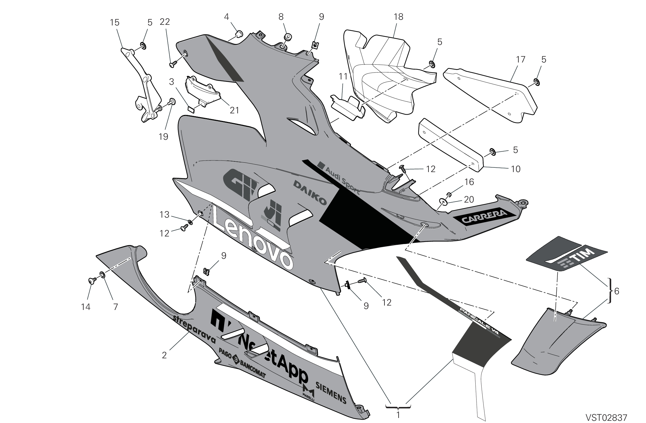 37B CARENE DROITE POUR SUPERBIKE PANIGALE V4 2023 BAGNAIA WORLD CHAMPION REPLICA 2024