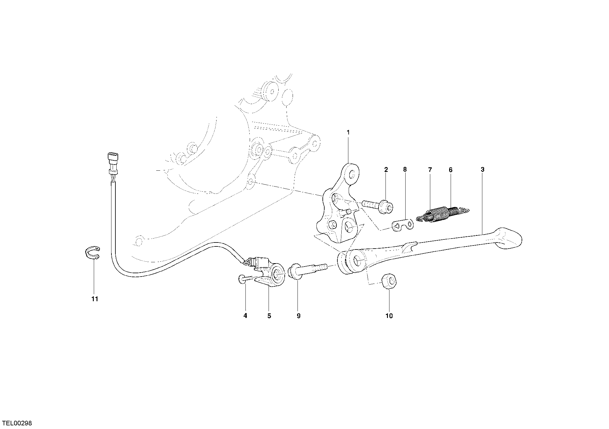 018 BEQUILLE LATERALE POUR MULTISTRADA 1100 2007