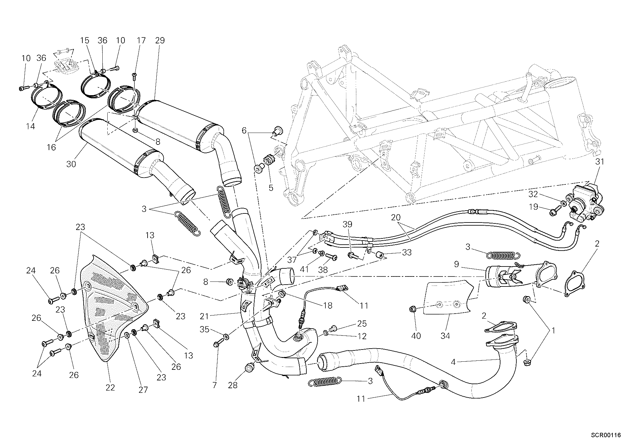 019 ECHAPPEMENT POUR SUPERBIKE 1098 R BAYLISS 2009