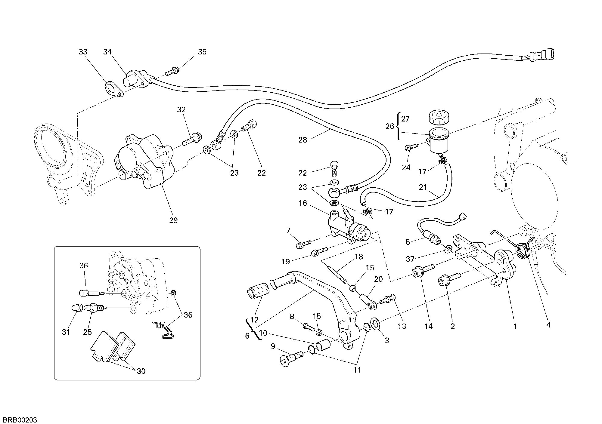 025 SYSTEME DE FREIN ARRIERE POUR SUPERBIKE 848 2008