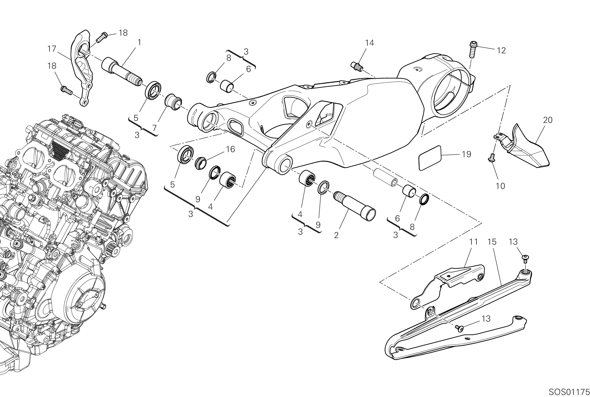 19A BRAS OSCILLANT ARRIERE POUR SUPERBIKE PANIGALE V4 2022