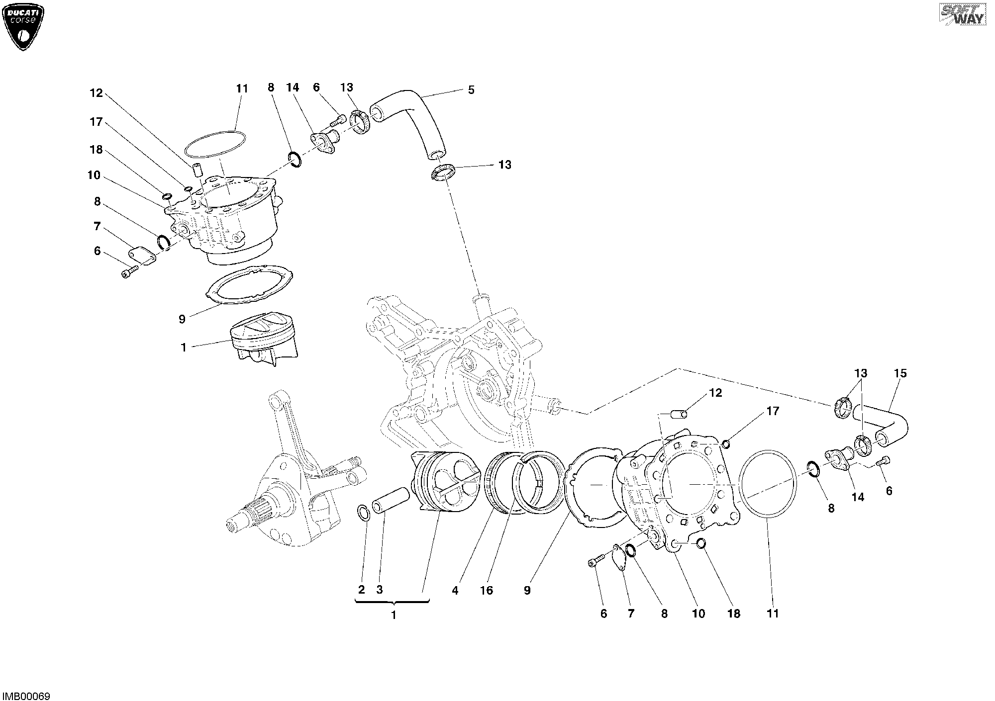 007 CYLINDRE PISTON POUR SUPERBIKE 999 RS 2004