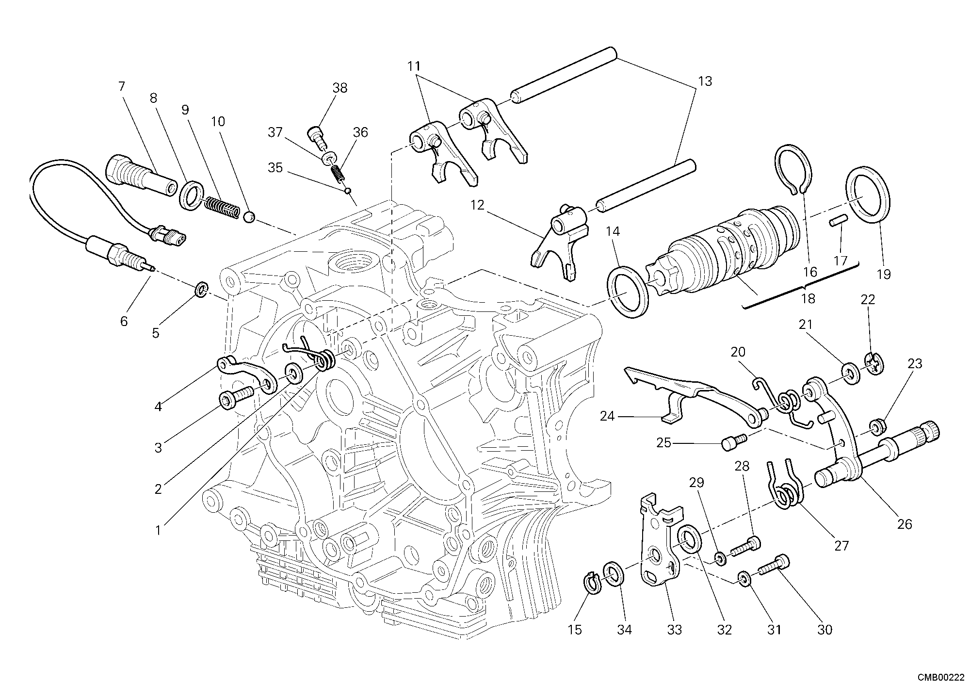 002 ARBRE SELECTEUR DE VITESSES POUR MULTISTRADA 1100 2008
