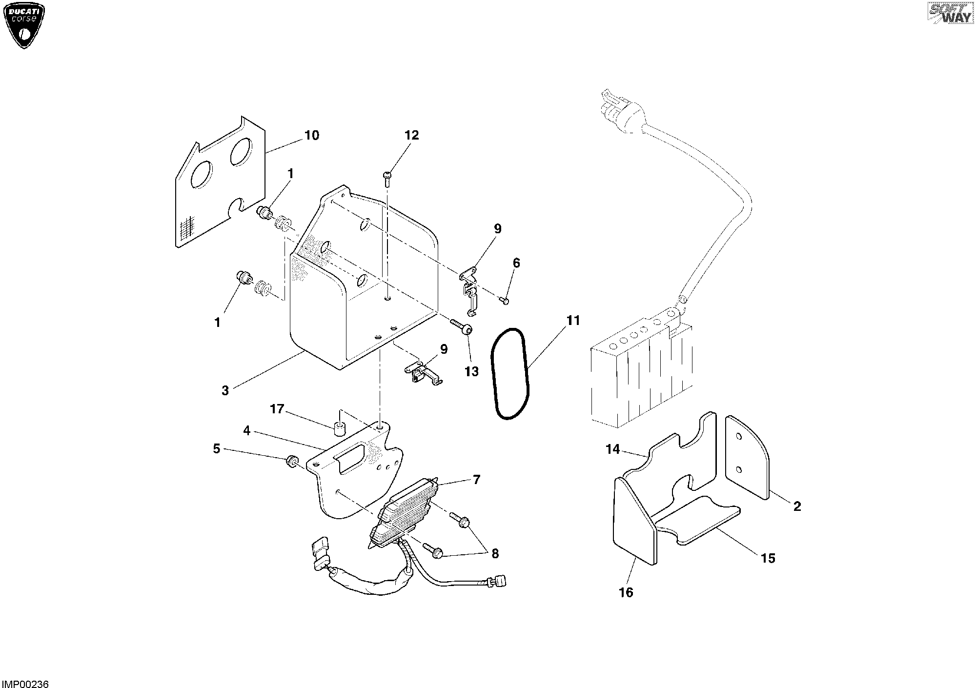 18A SUPPORT BATTERIE POUR SUPERBIKE 999 RS 2004