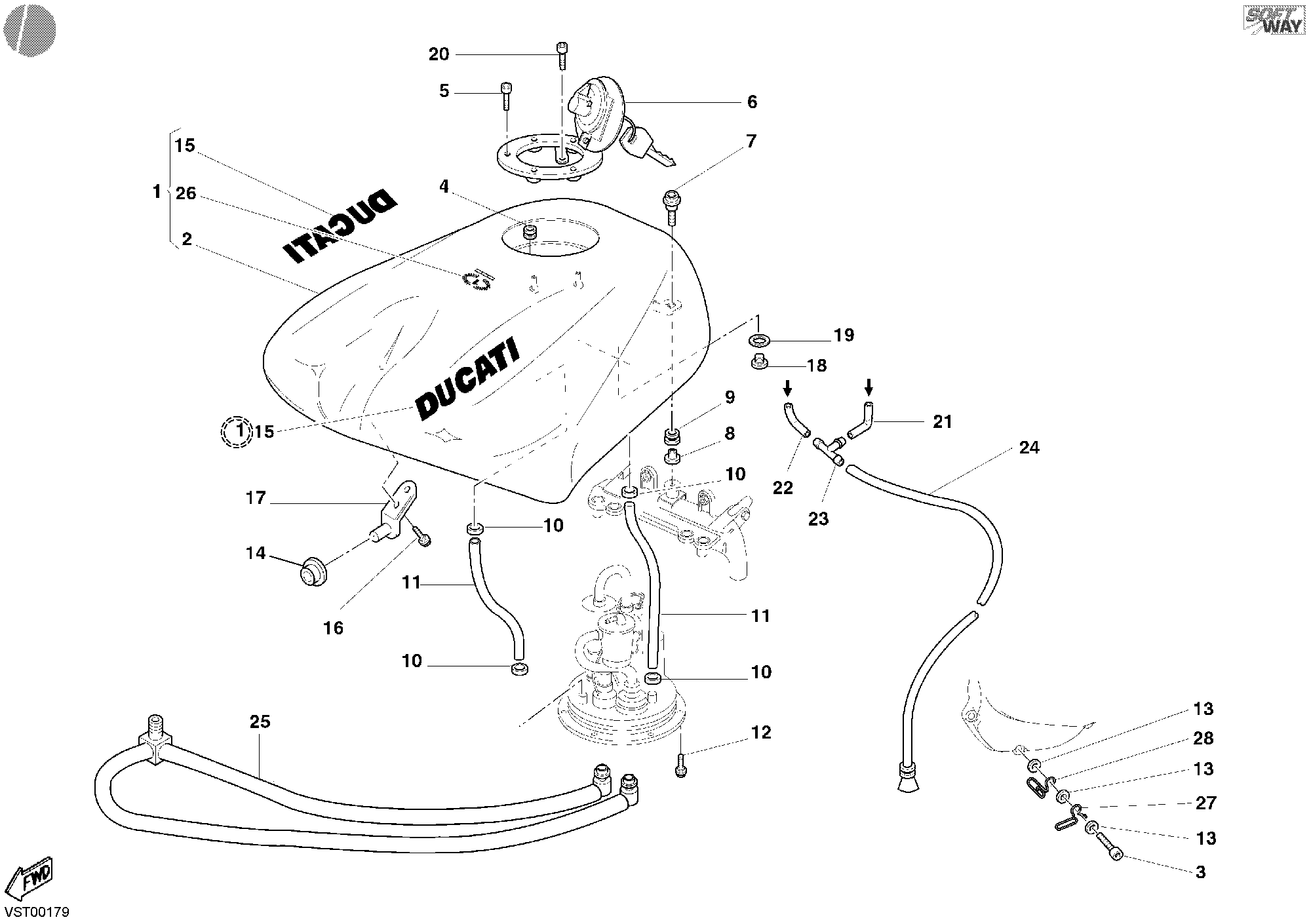 034 RESERVOIR CARBURANT POUR SUPERBIKE 998 FINAL ED 2004