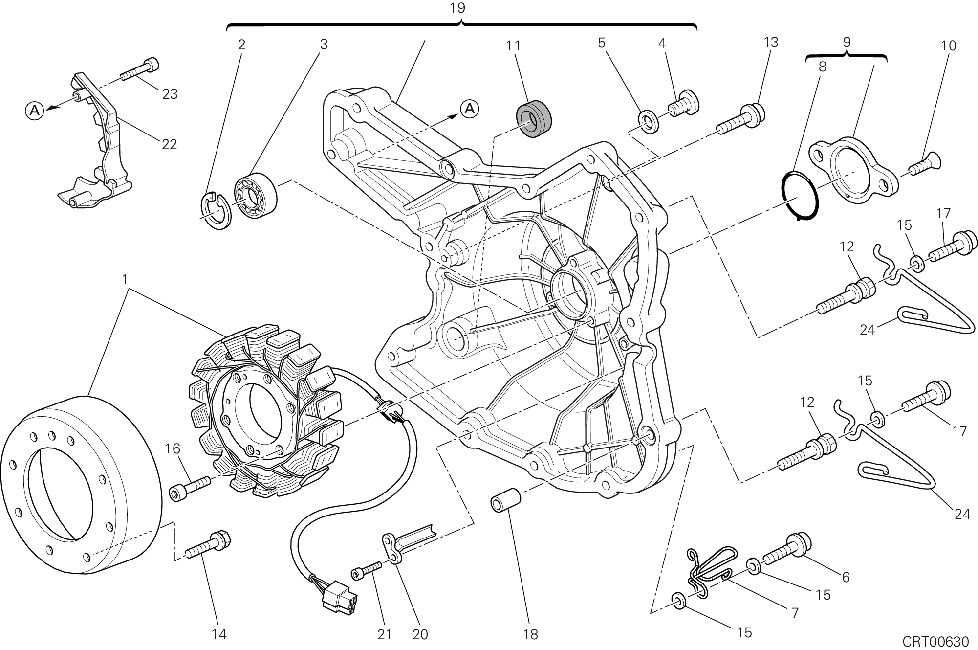 011 COUVERCLE GENERATEUR POUR HYPERMOTARD 1100 EVO SP 2012