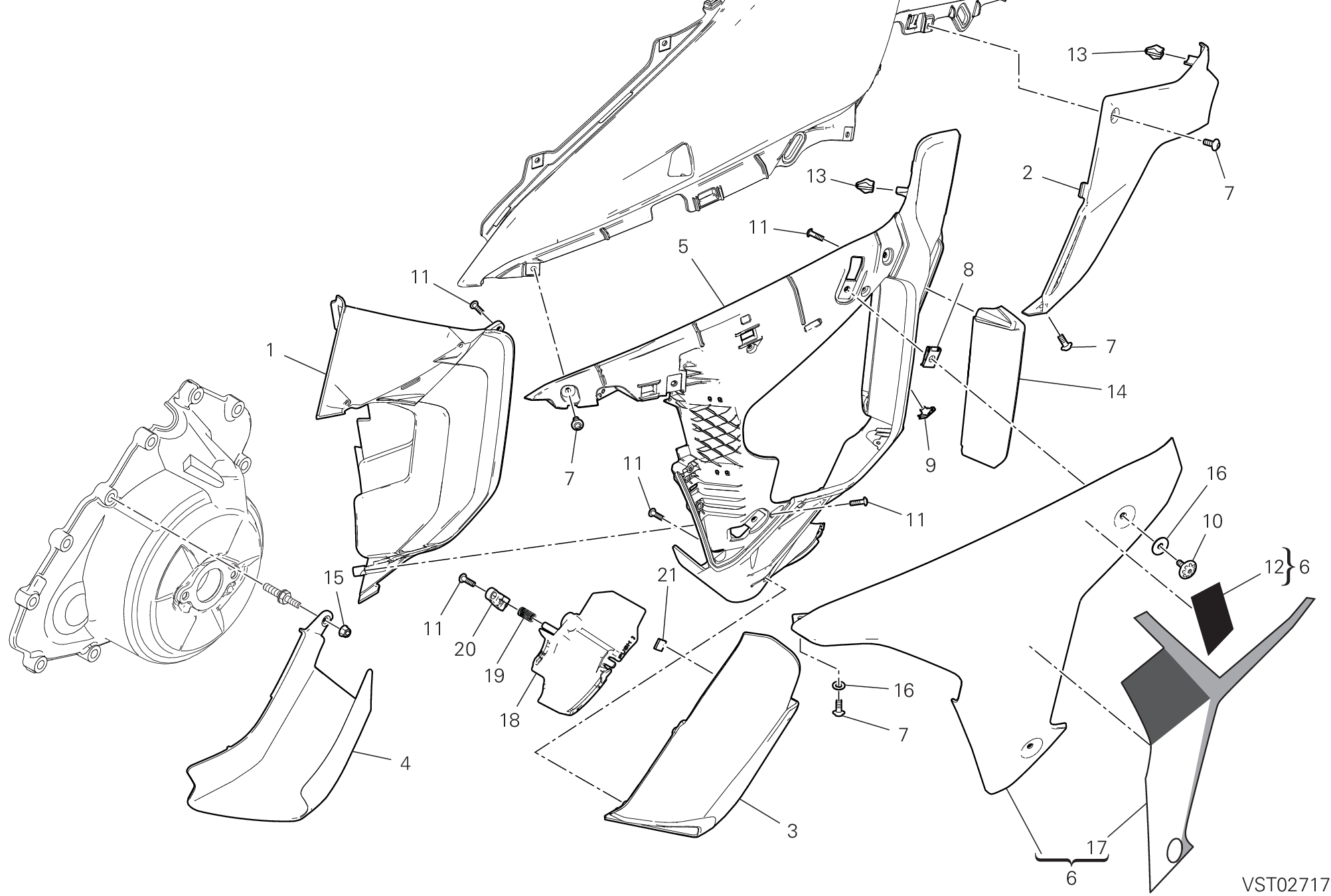 37F PANNEAU LATERAL GAUCHE POUR MULTISTRADA V4 PIKES PEAK 2024