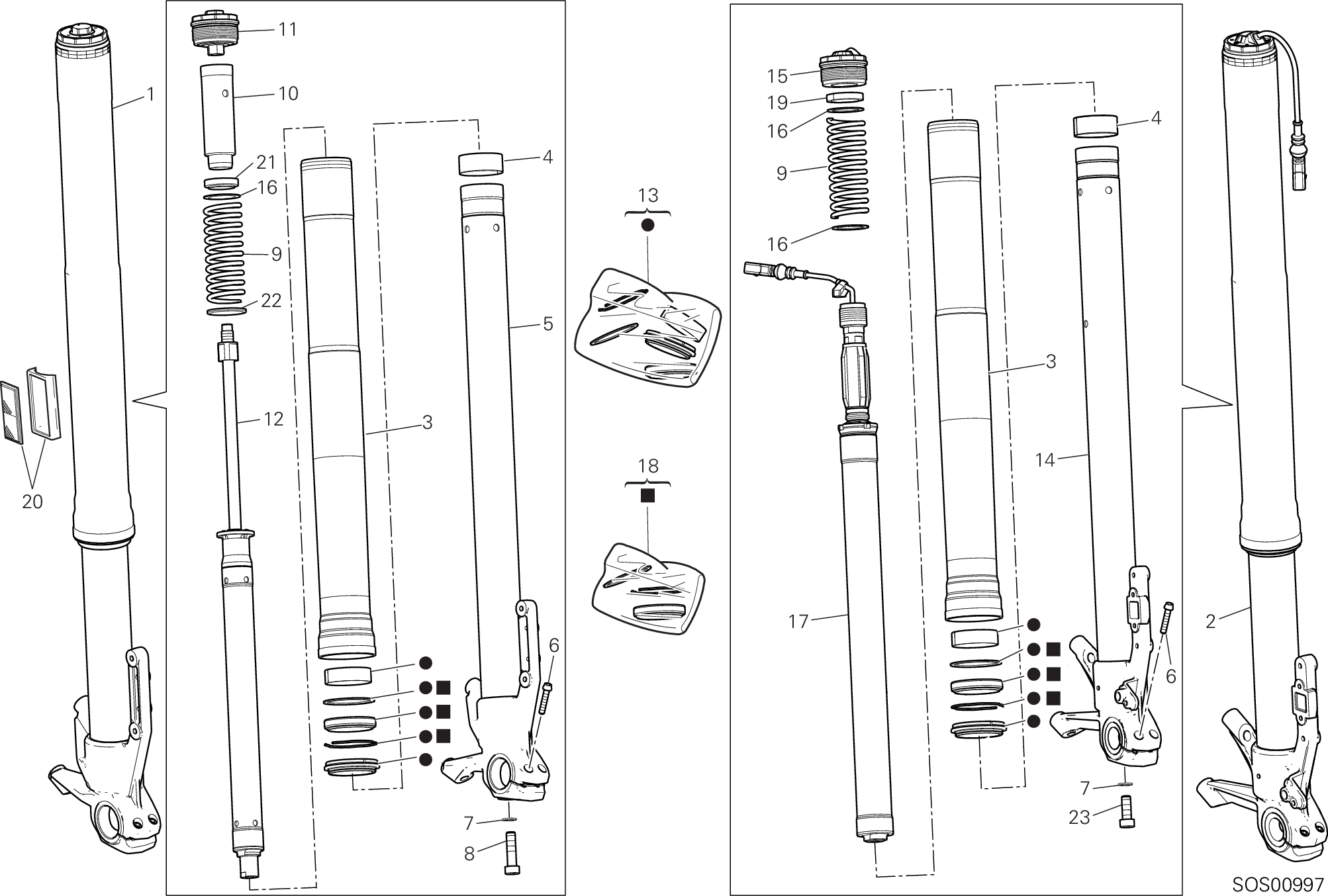 21A FOURCHE AVANT POUR MULTISTRADA V2 S 2022