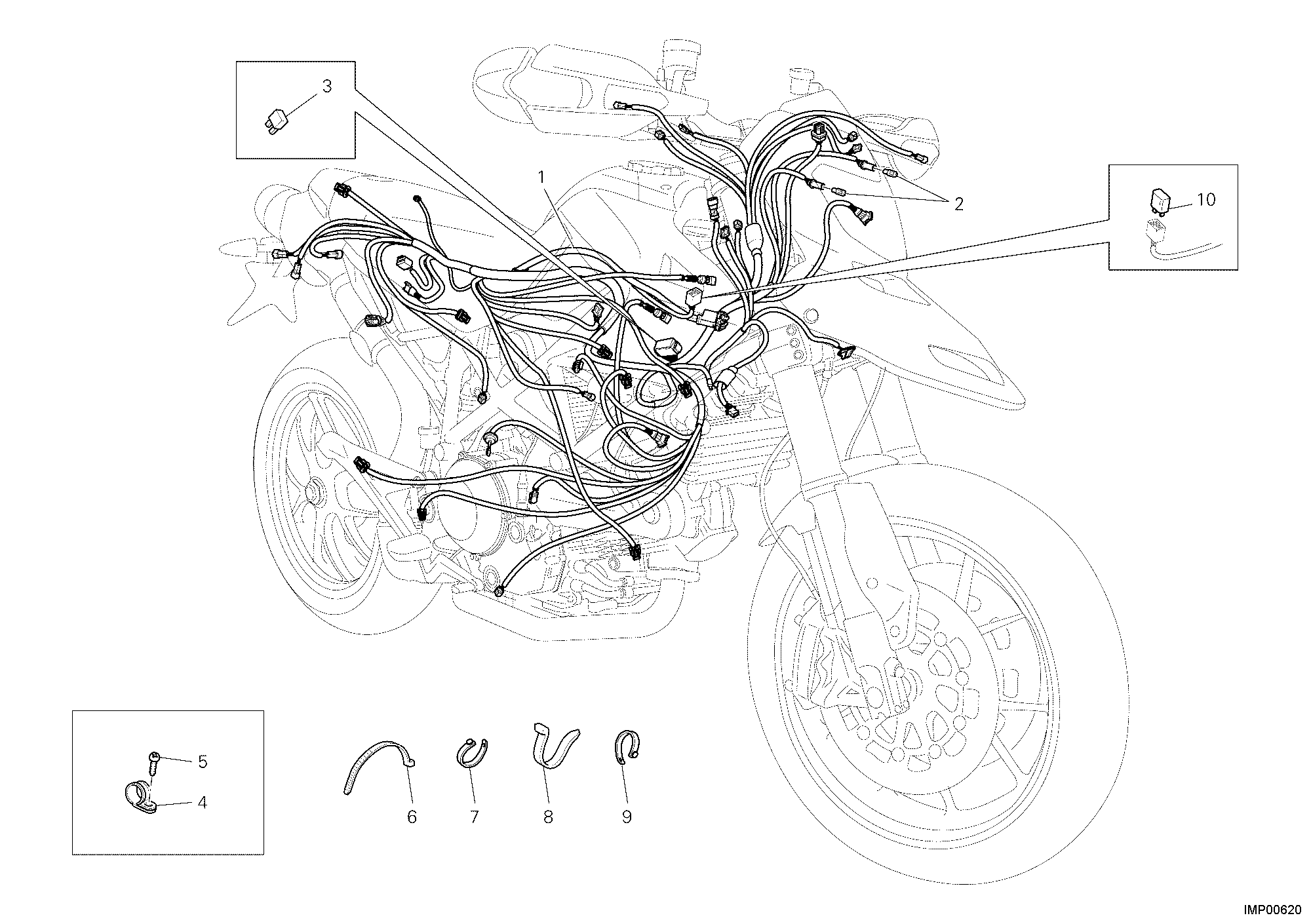 019 FAISCEAU DE FILS POUR HYPERMOTARD 1100 EVO 2010