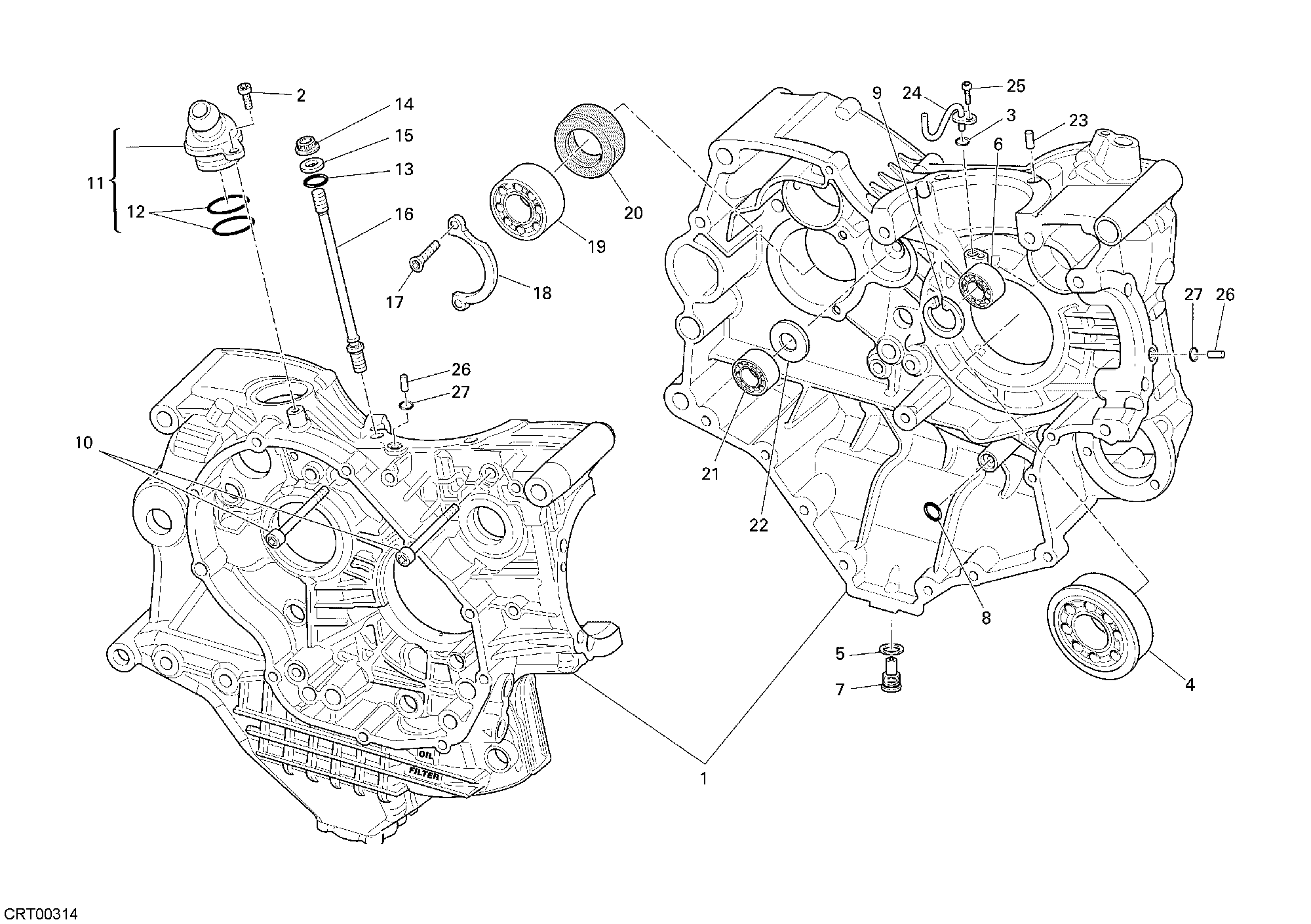 010 CARTER MOTEUR POUR SUPERBIKE 1098 S TRICOLORE 2007