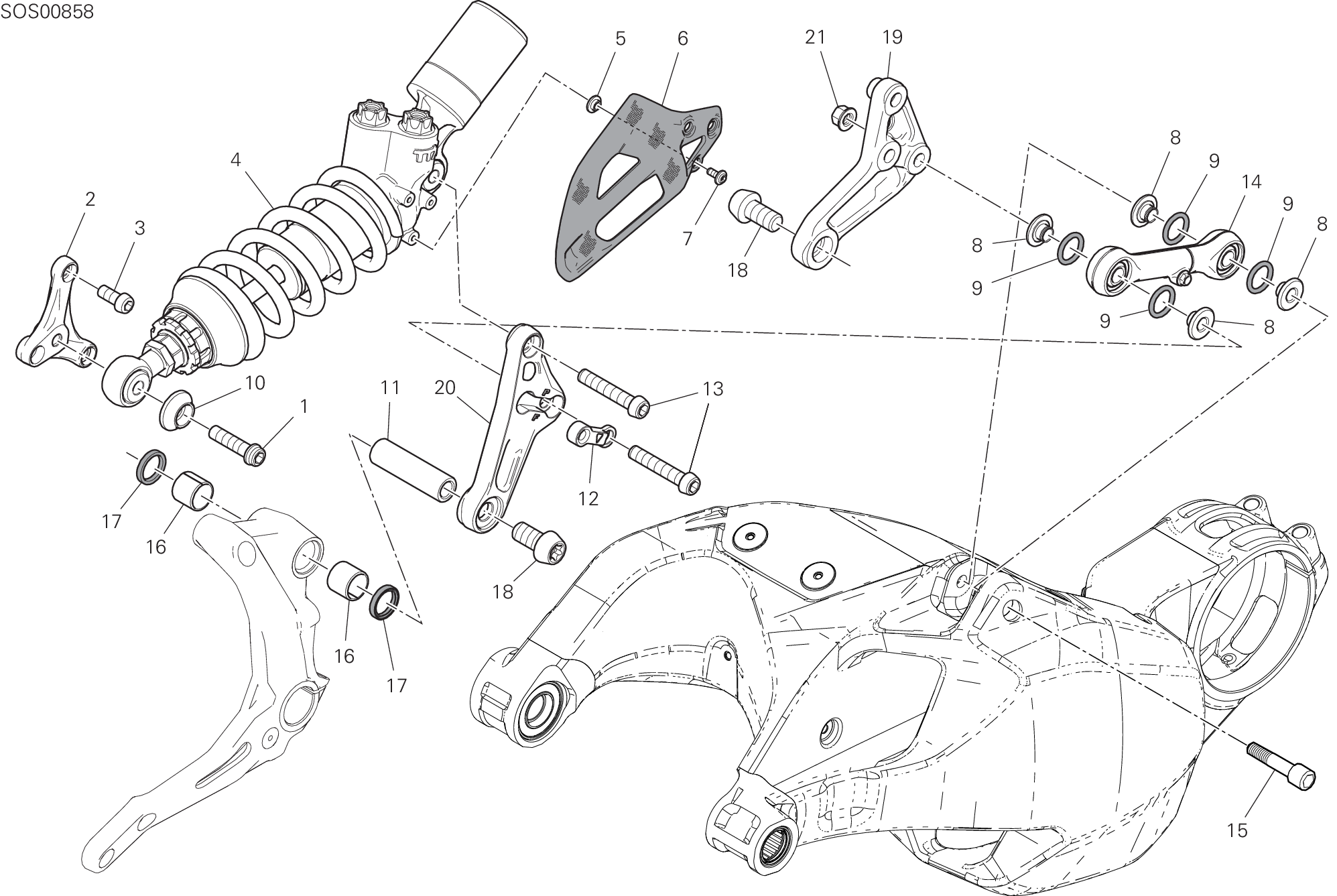 028 SOSPENSIONE POSTERIORE POUR SUPERBIKE 1299 SUPERLEGGERA 2017