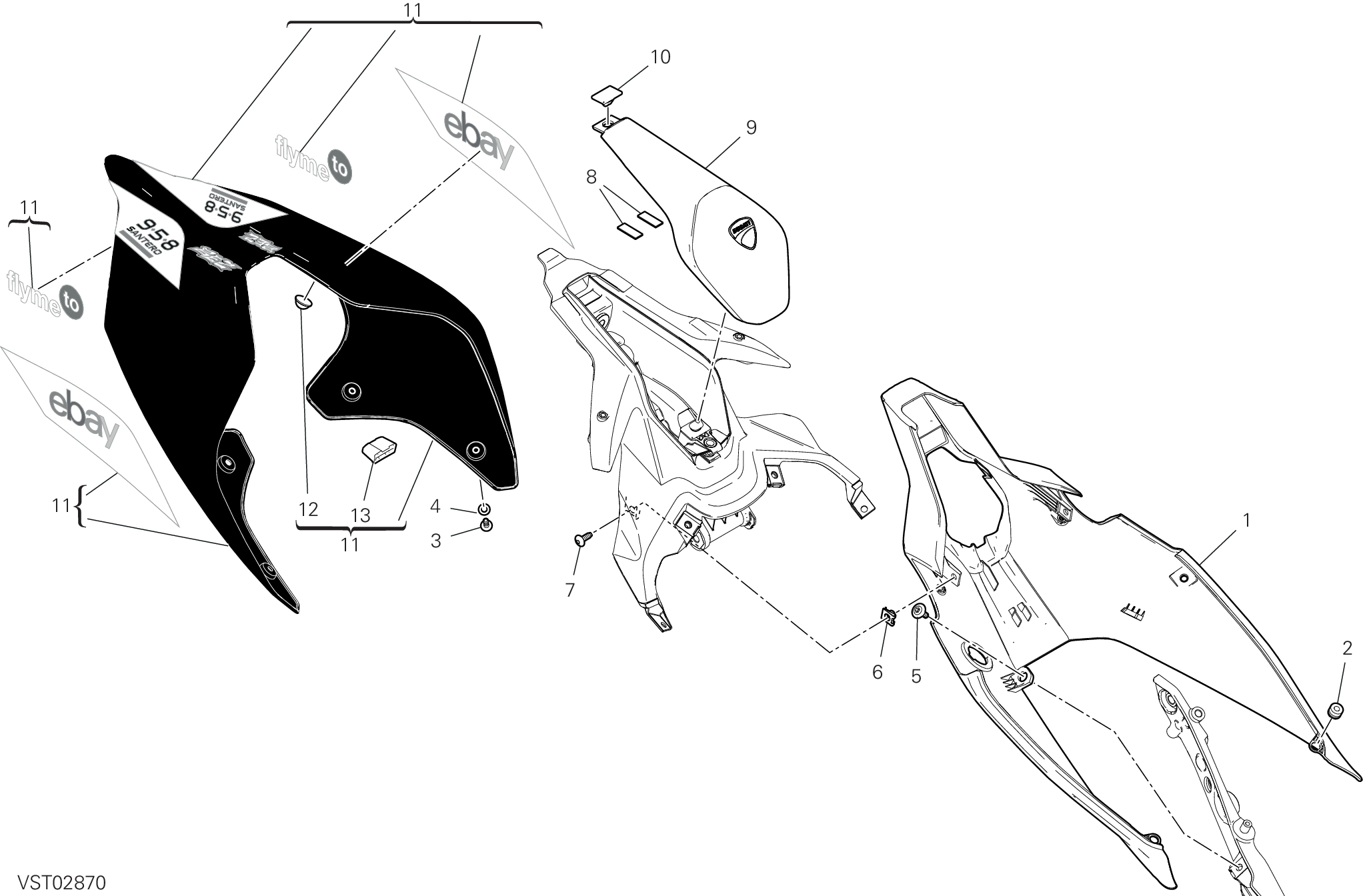 37D QUEUE DE CARENAGE POUR SUPERBIKE PANIGALE V4 2023 BEZZECCHI RACING REPLICA 2024
