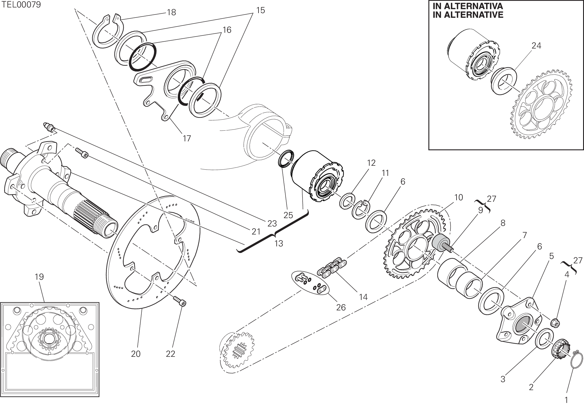 028 MOYEU ROUE ARRIERE POUR SUPERBIKE 998 R 2002