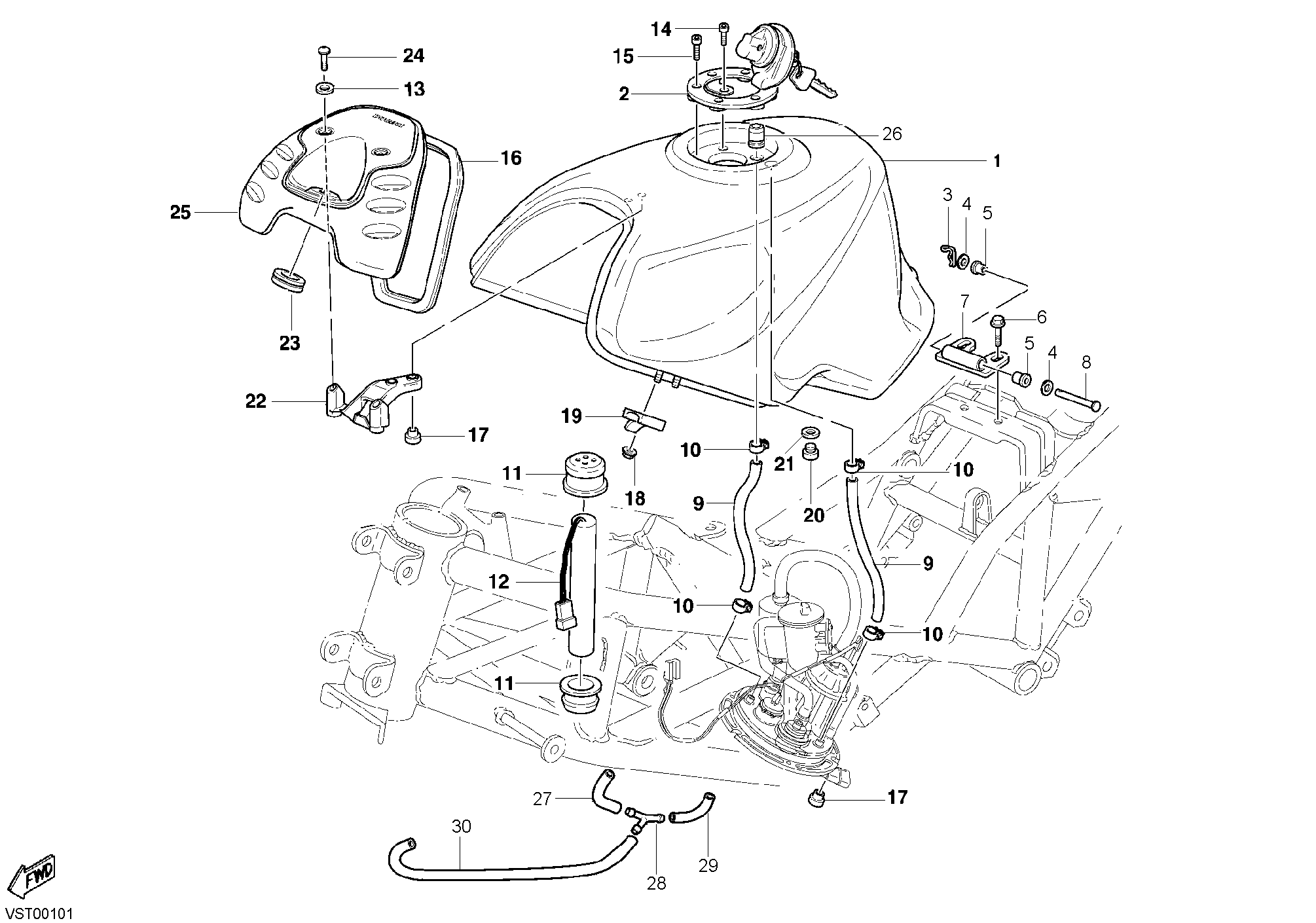 040 RESERVOIR CARBURANT POUR SPORT TOURING ST2 2003