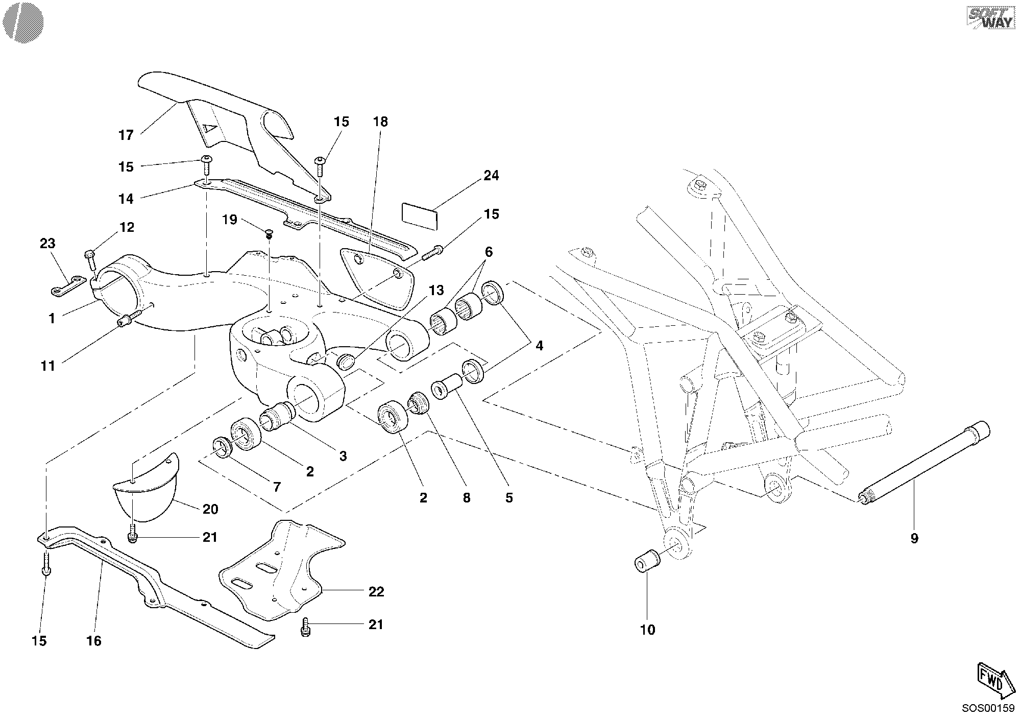 032 BRAS OSCILLANT POUR MULTISTRADA 1000 2003