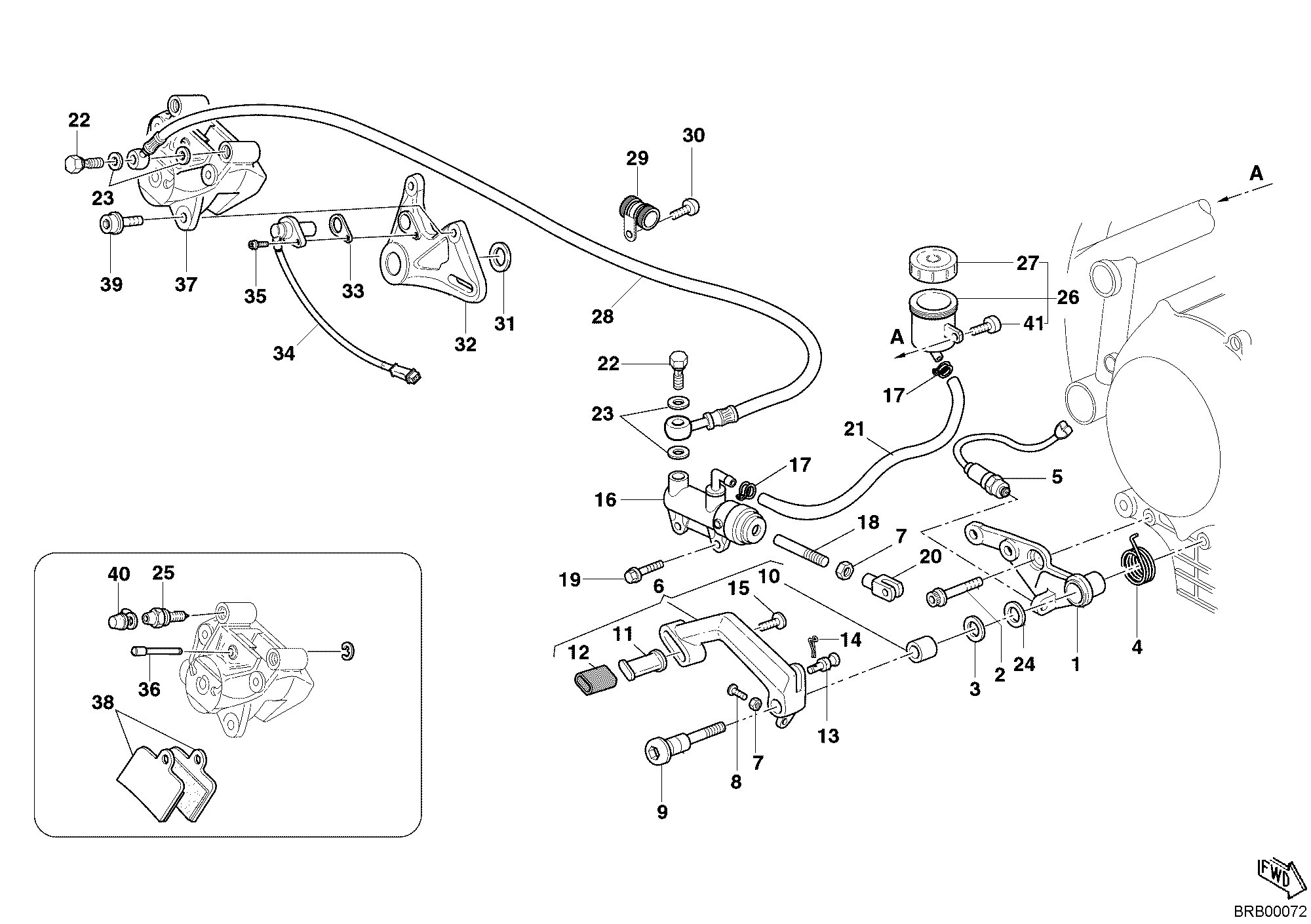 025 SYSTEME DE FREIN ARRIERE POUR SUPERBIKE 749 S 2003