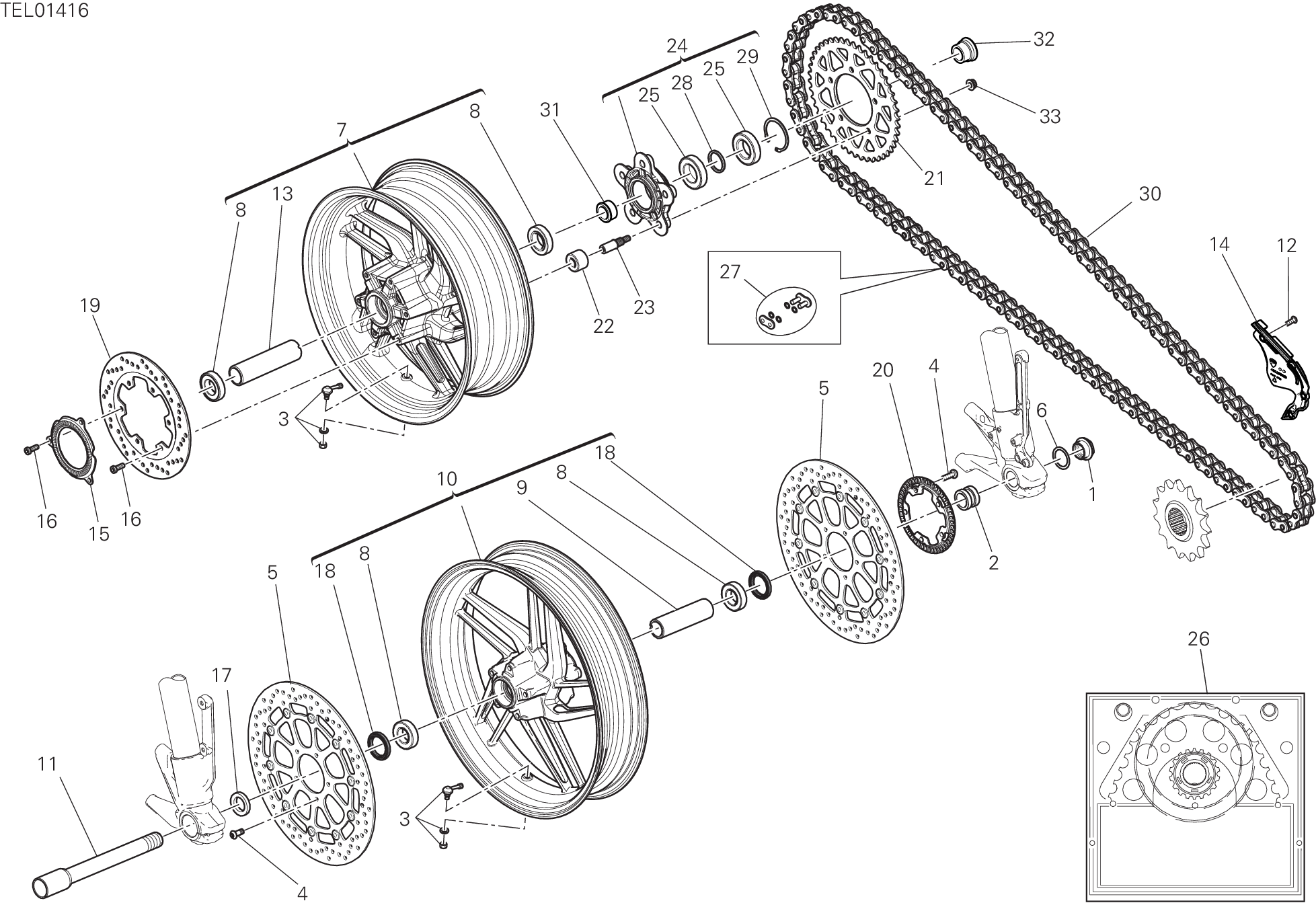 026 RUOTA ANTERIORE E POSTERIORE POUR MONSTER 659 AUSTRALIA 2021