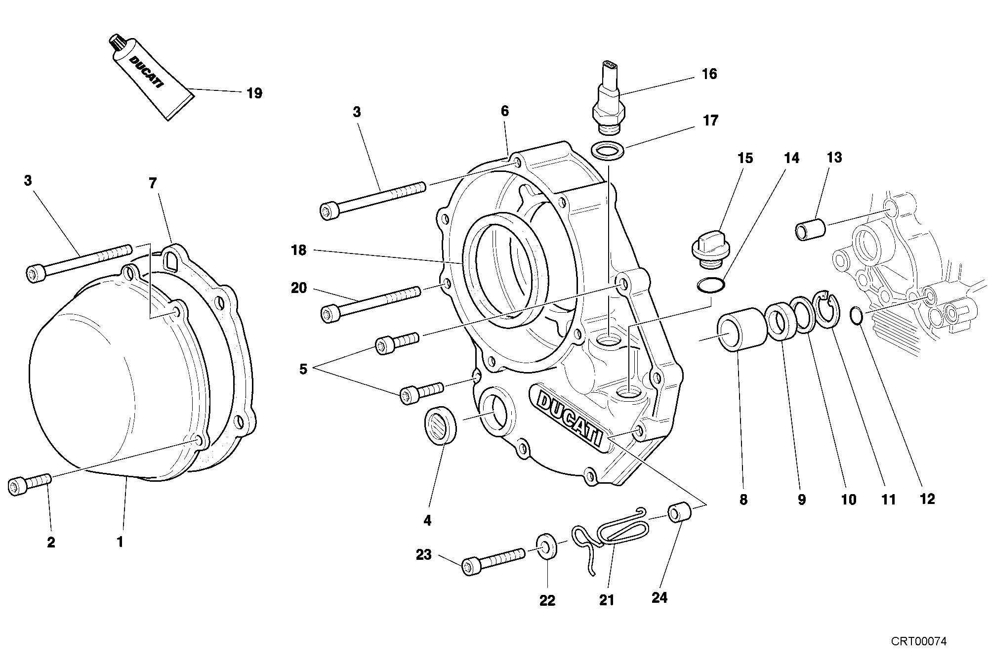 005 COUVERCLE EMBRAYAGE POUR SUPERBIKE 748 R SINGLE SEAT 2001