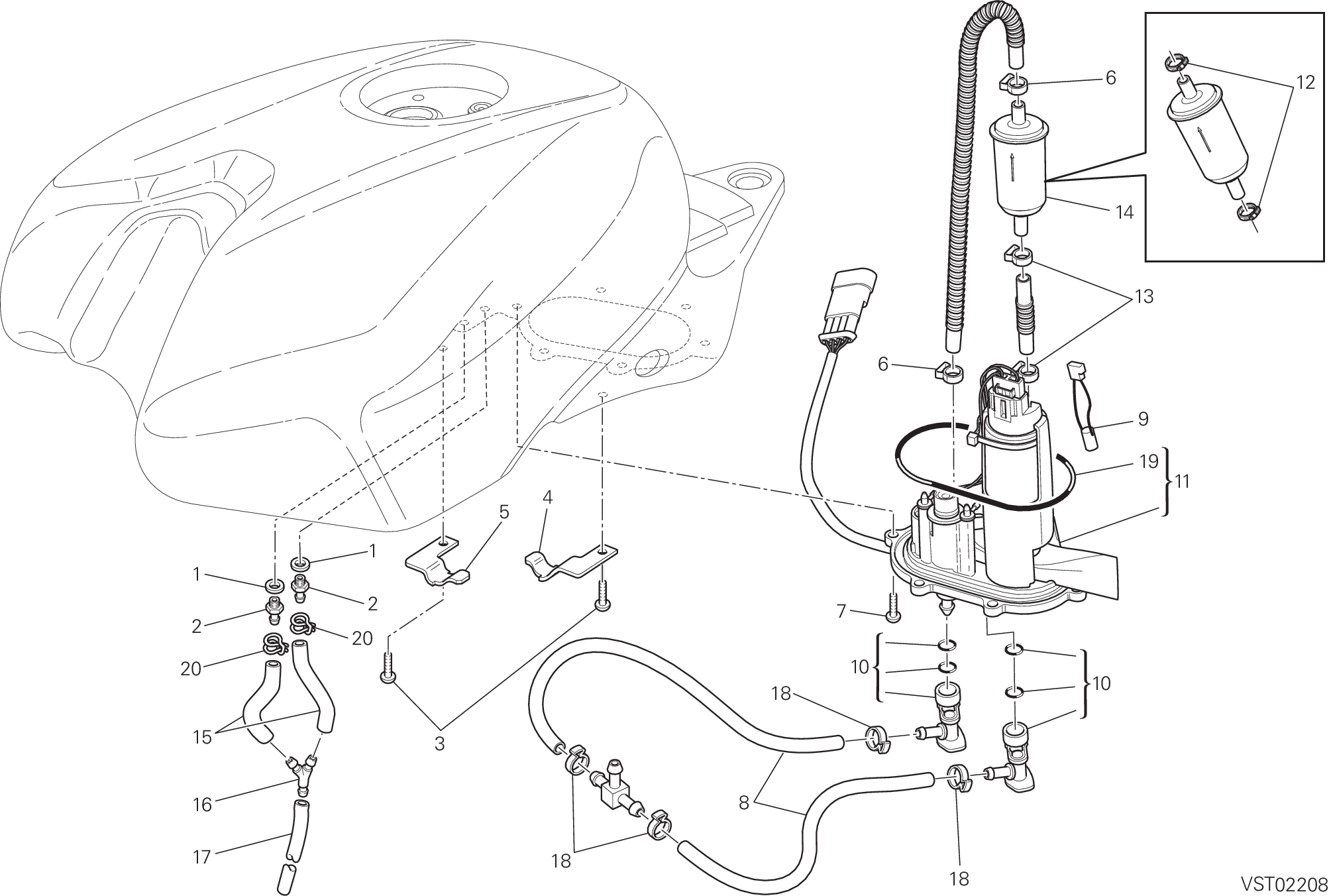 32A POMPE A CARBURANT POUR SUPERBIKE 1198 2011