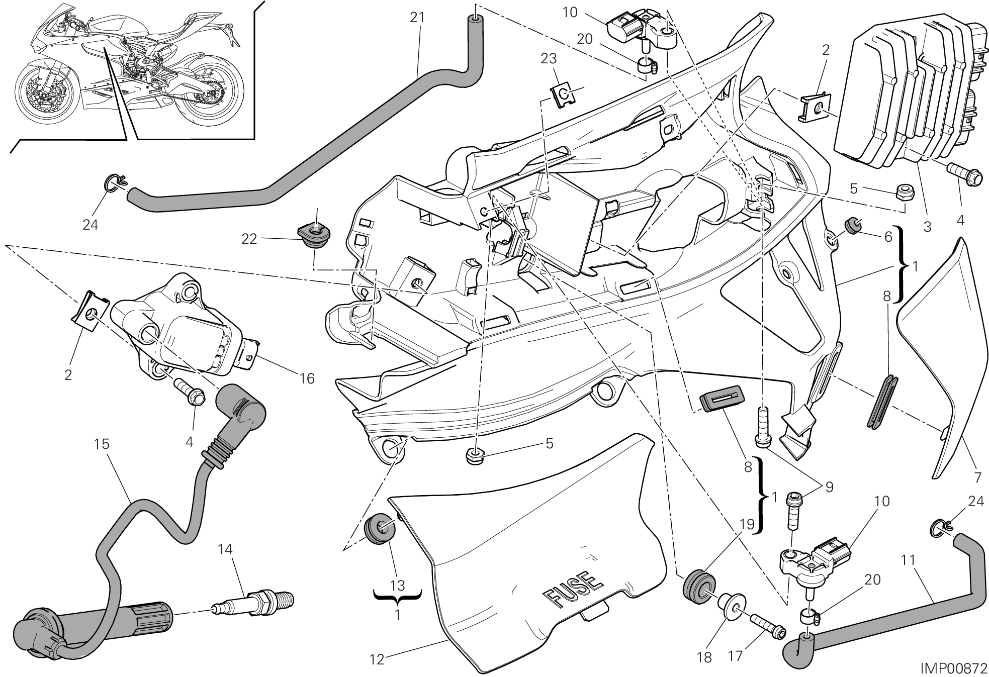 018 IMPIANTO ELETTRICO SINISTRO POUR SUPERBIKE 899 PANIGALE ABS 2014