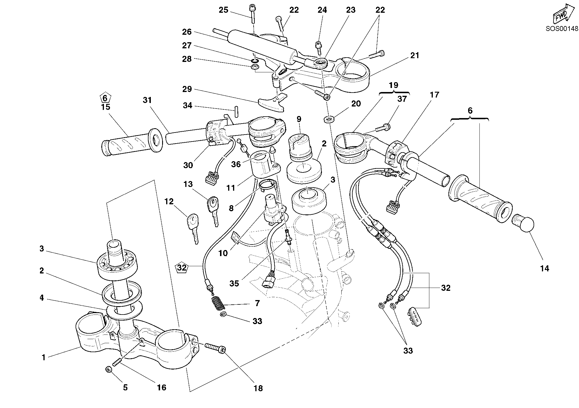 021 GUIDON POUR SUPERBIKE 749 2003