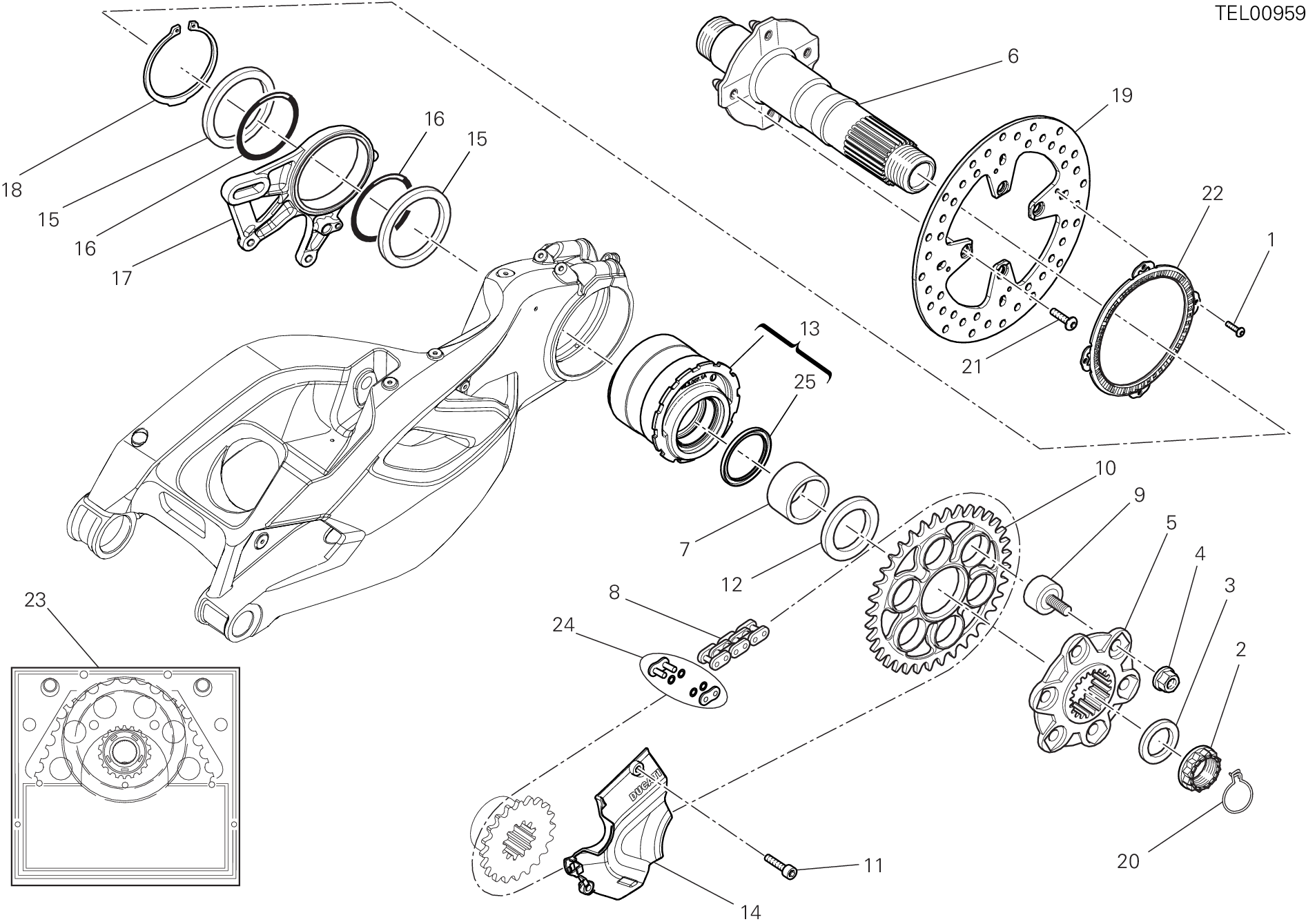 26A MOYEU ROUE ARRIERE POUR MULTISTRADA 1200 S TOURING 2010